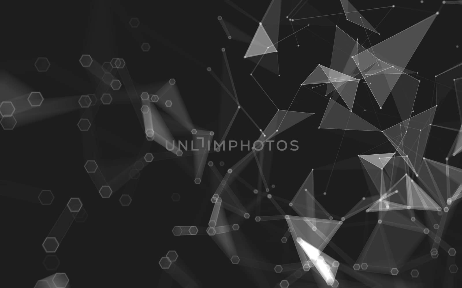 Abstract polygonal space low poly dark background with connecting dots and lines. Connection structure. 3d rendering