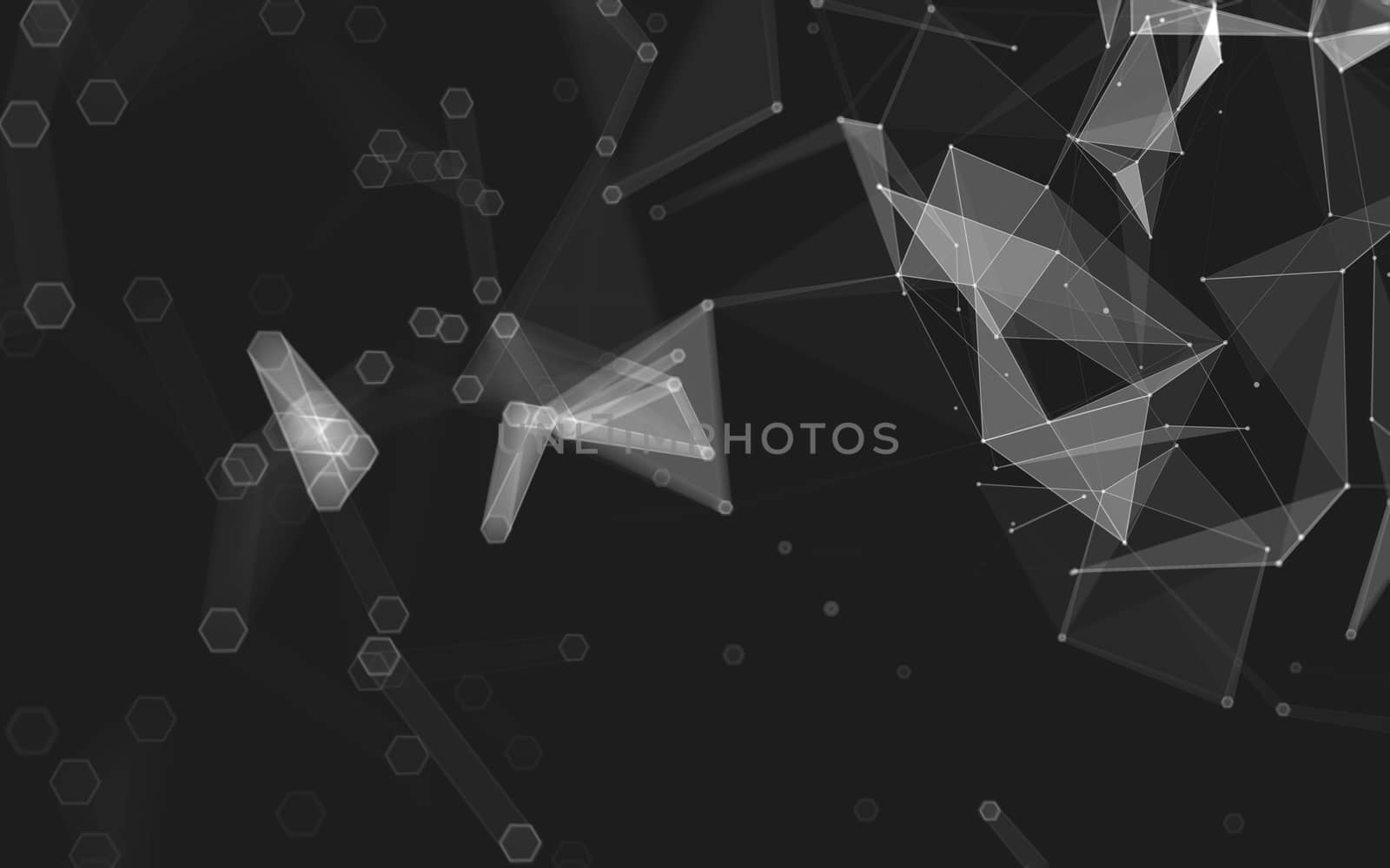 Abstract polygonal space low poly dark background, 3d rendering by teerawit