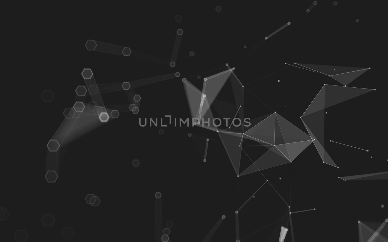 Abstract polygonal space low poly dark background with connecting dots and lines. Connection structure. 3d rendering