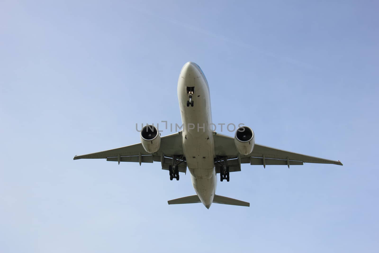 Commercial airplane approaching the runway