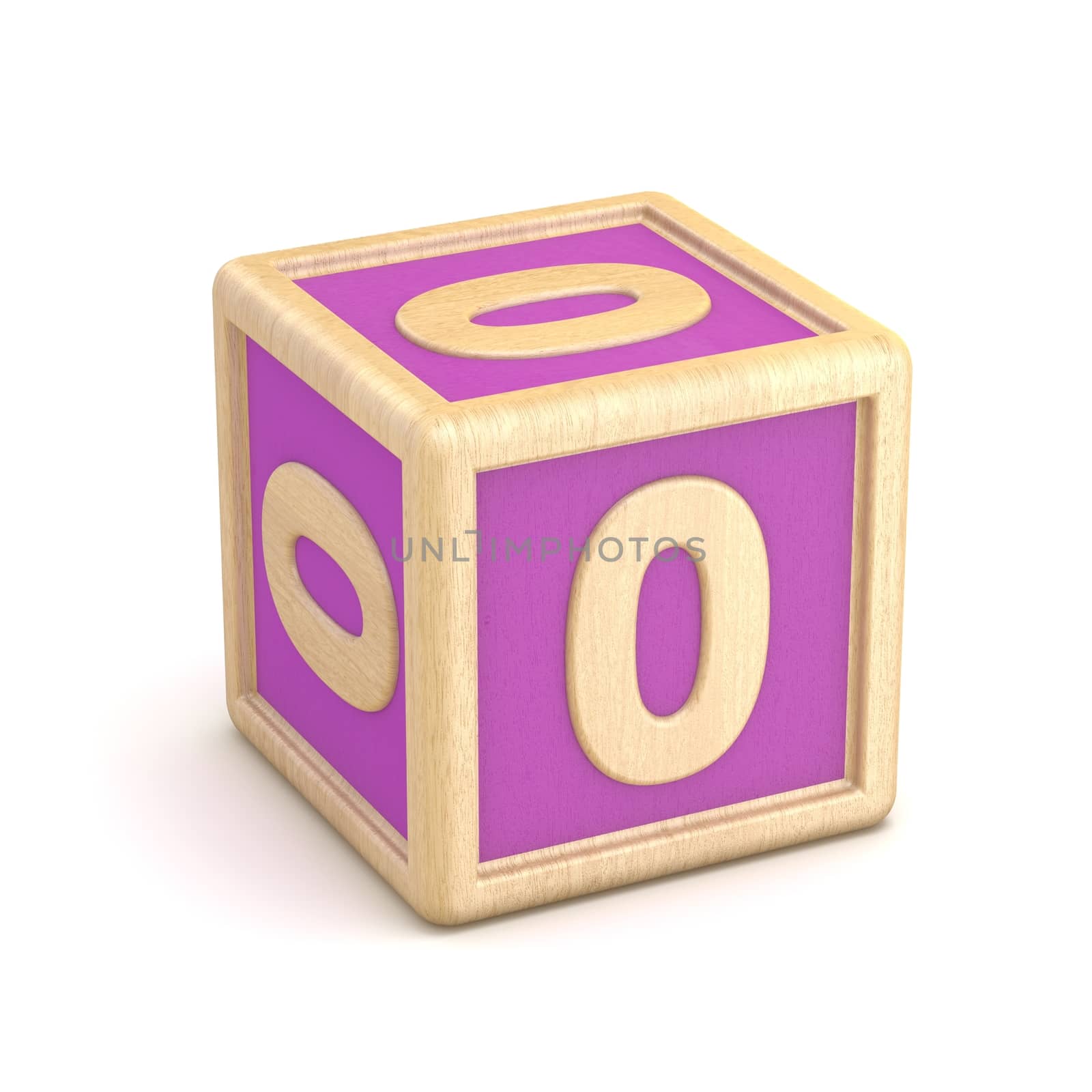 Number 0 ZERO wooden alphabet blocks font rotated. 3D by djmilic