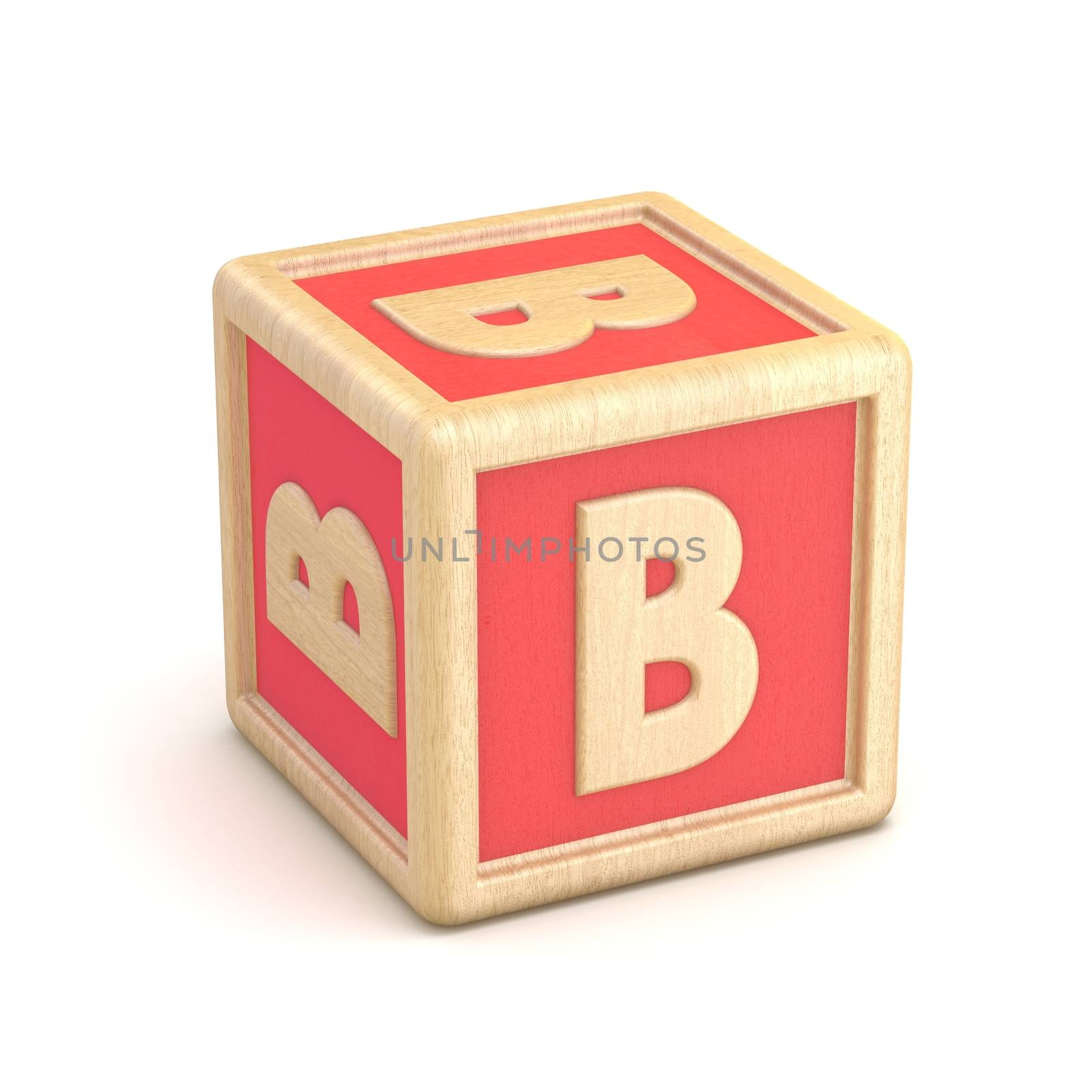 Letter B wooden alphabet blocks font rotated. 3D by djmilic