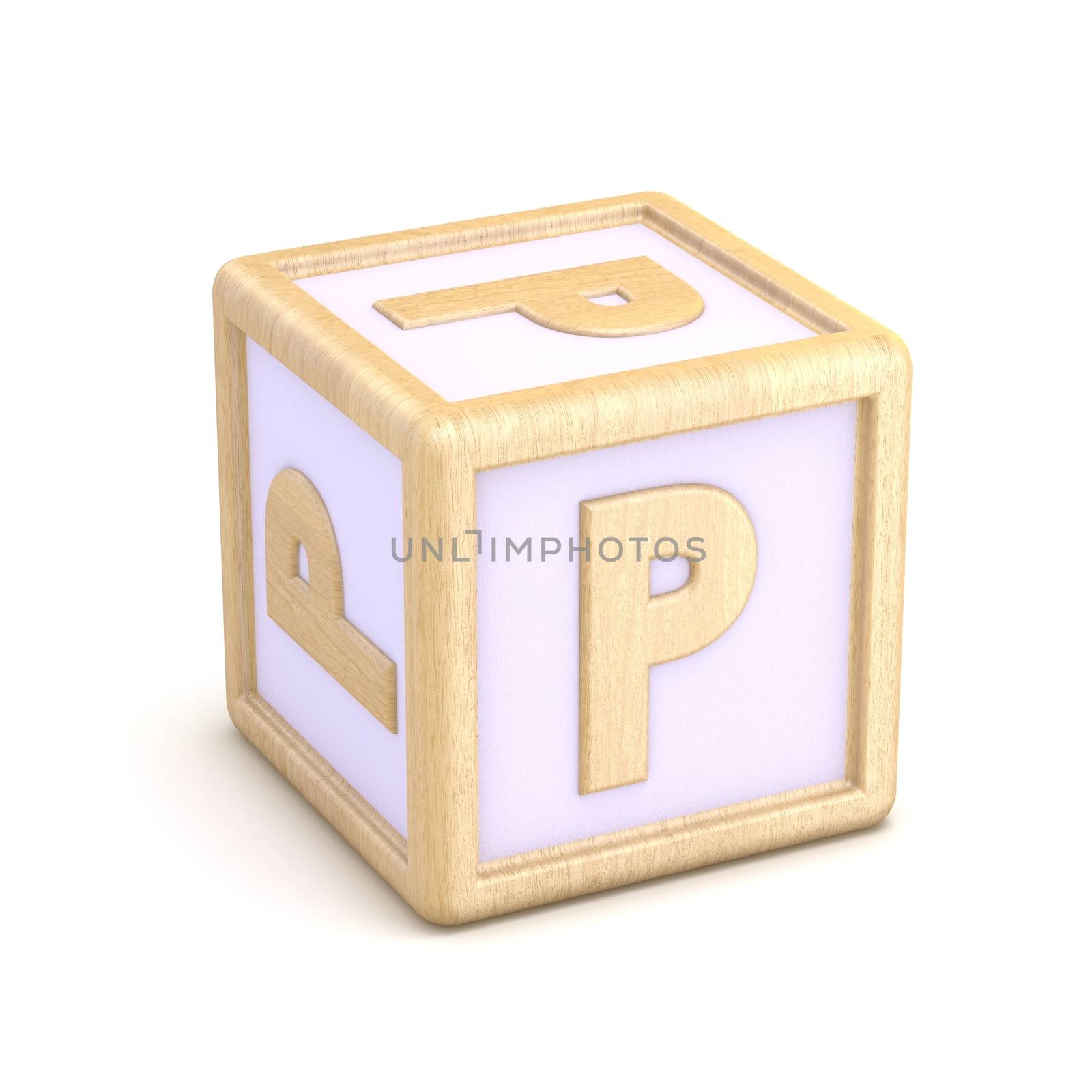 Letter P  wooden alphabet blocks font rotated. 3D by djmilic