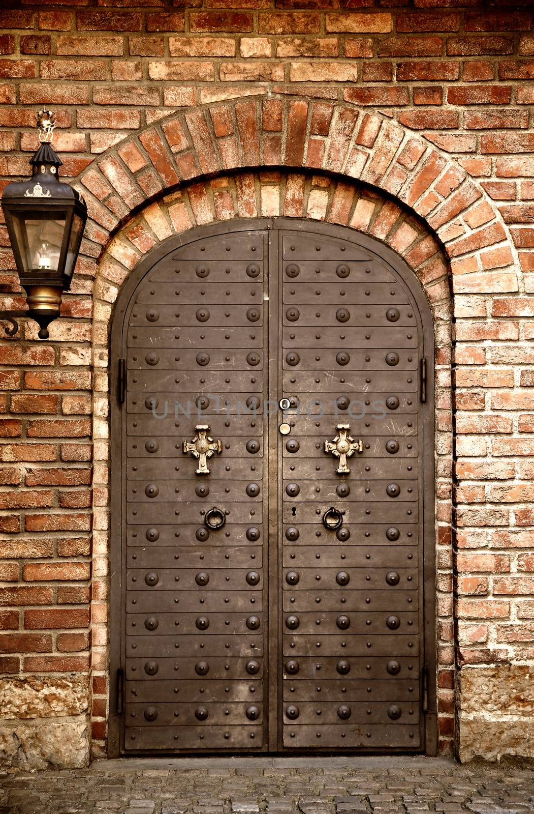 Details of old metal door at medieval fortress Akershus  in Oslo, Norway