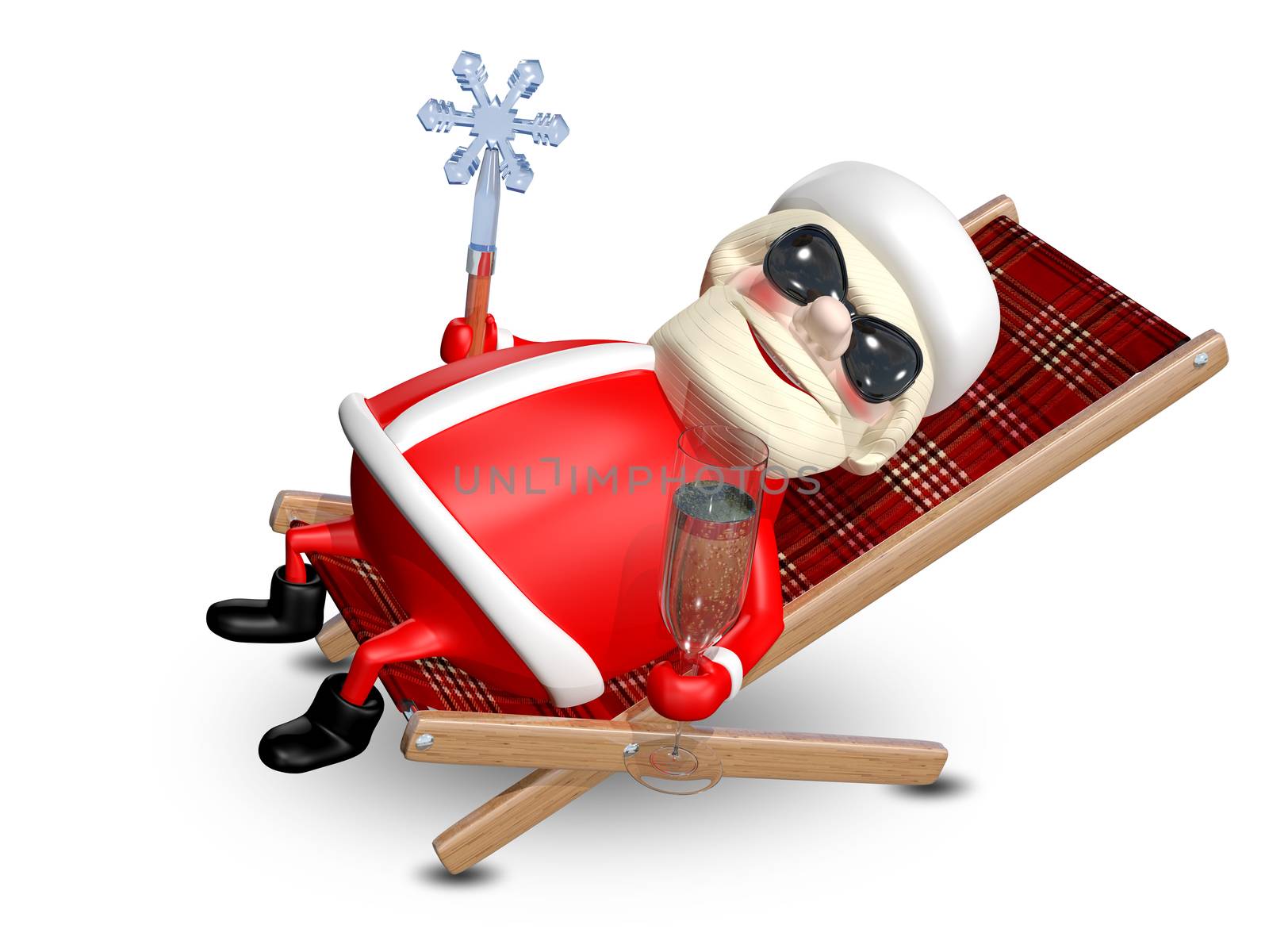 3D Illustration of Santa Claus in a Deckchair by brux