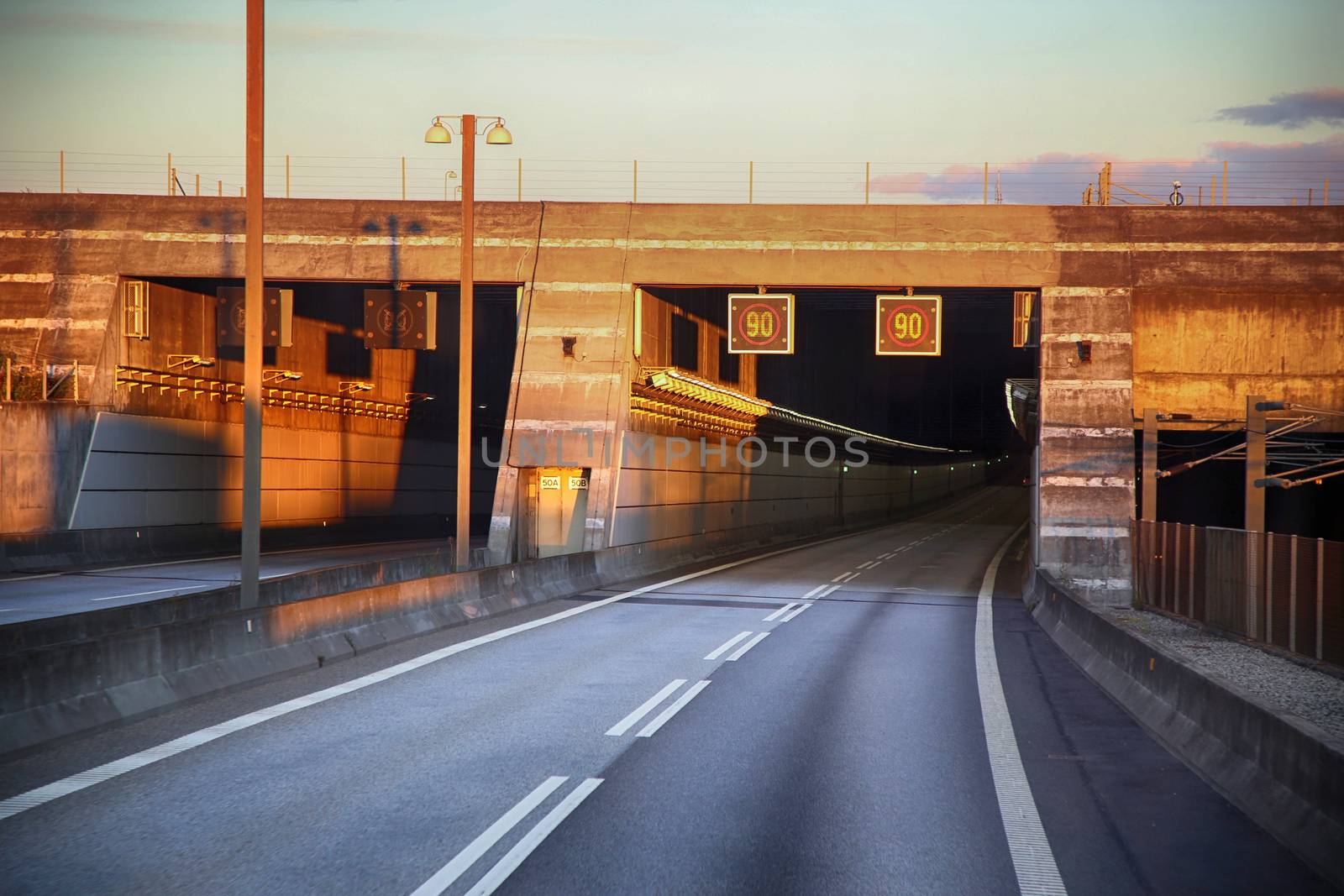 entrance to the tunnel Oresund bridge between Sweden and Denmark