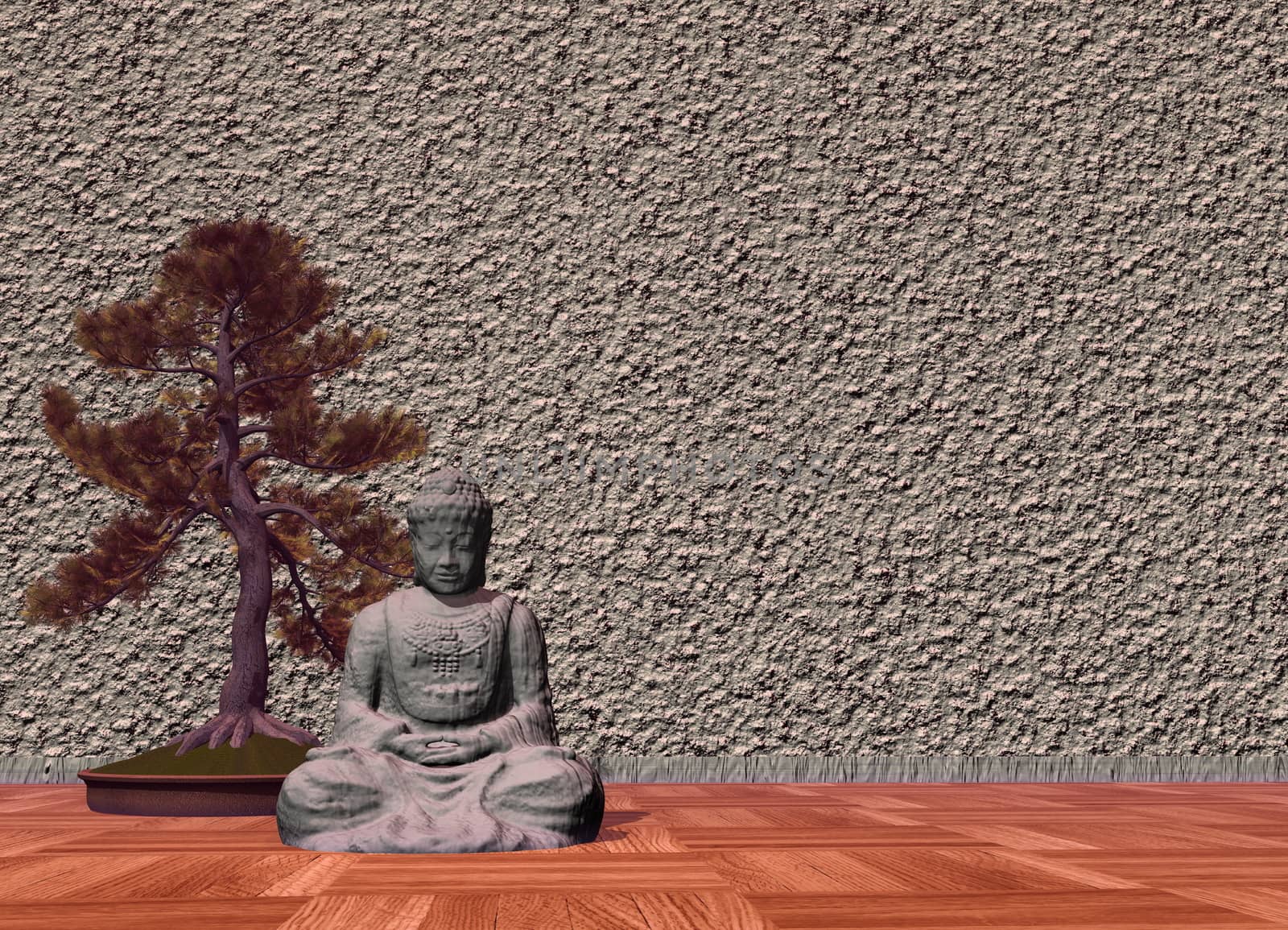 Buddha in a room - 3D render by Elenaphotos21