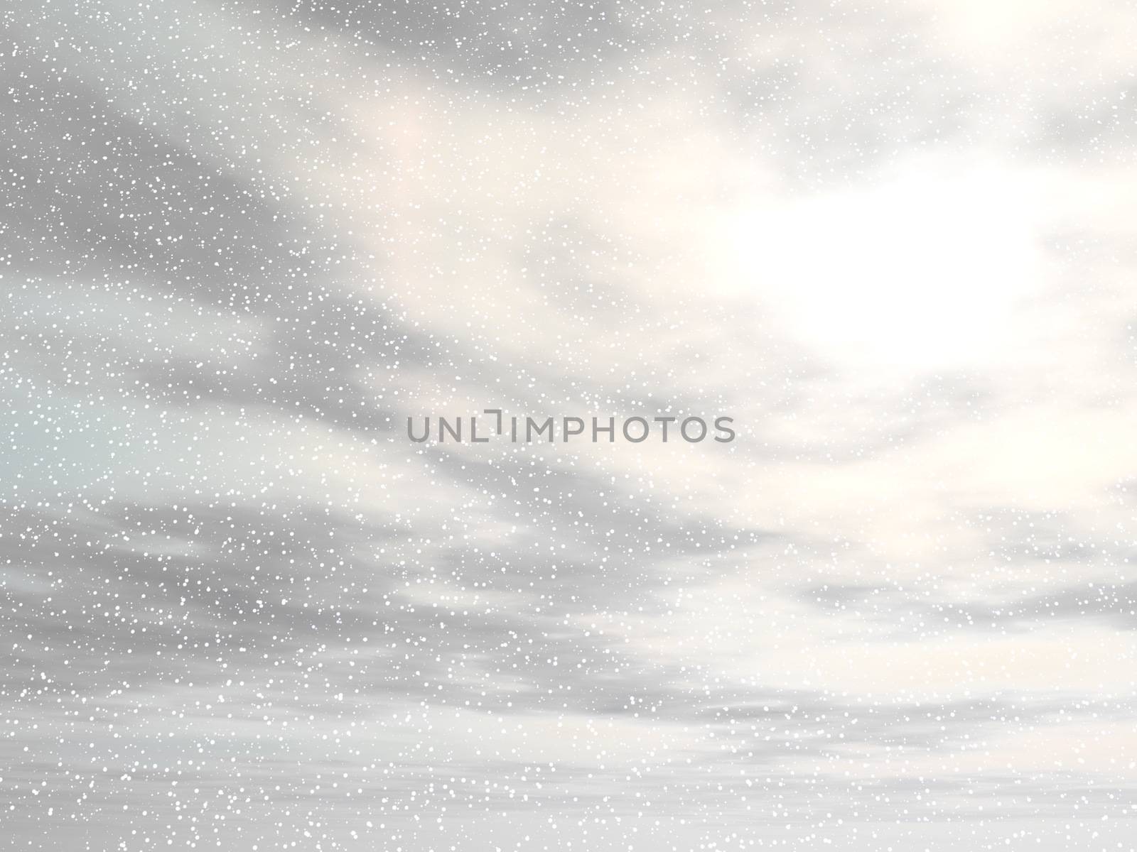 Winter snowy grey day background - 3D render by Elenaphotos21