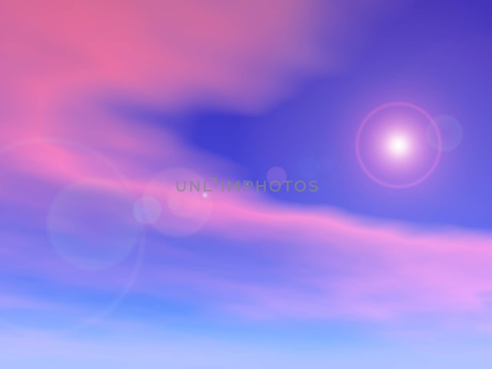 Sun in the sunset sky background - 3D render by Elenaphotos21