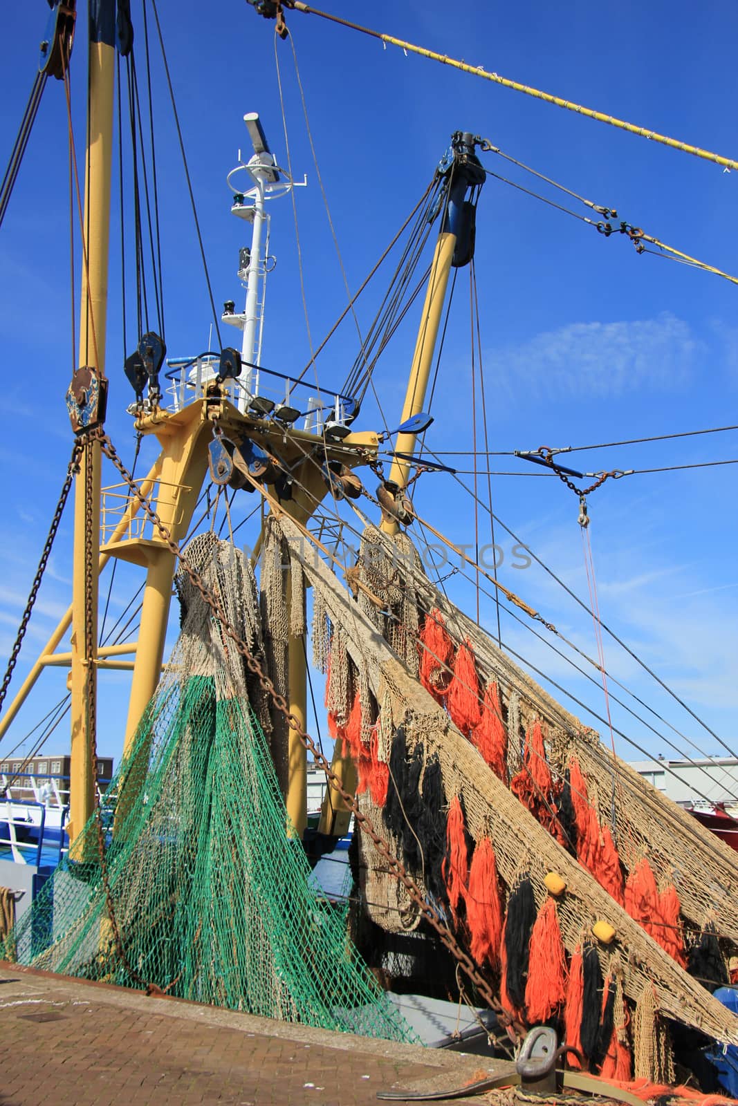 Fishing nets on a mid size trawler