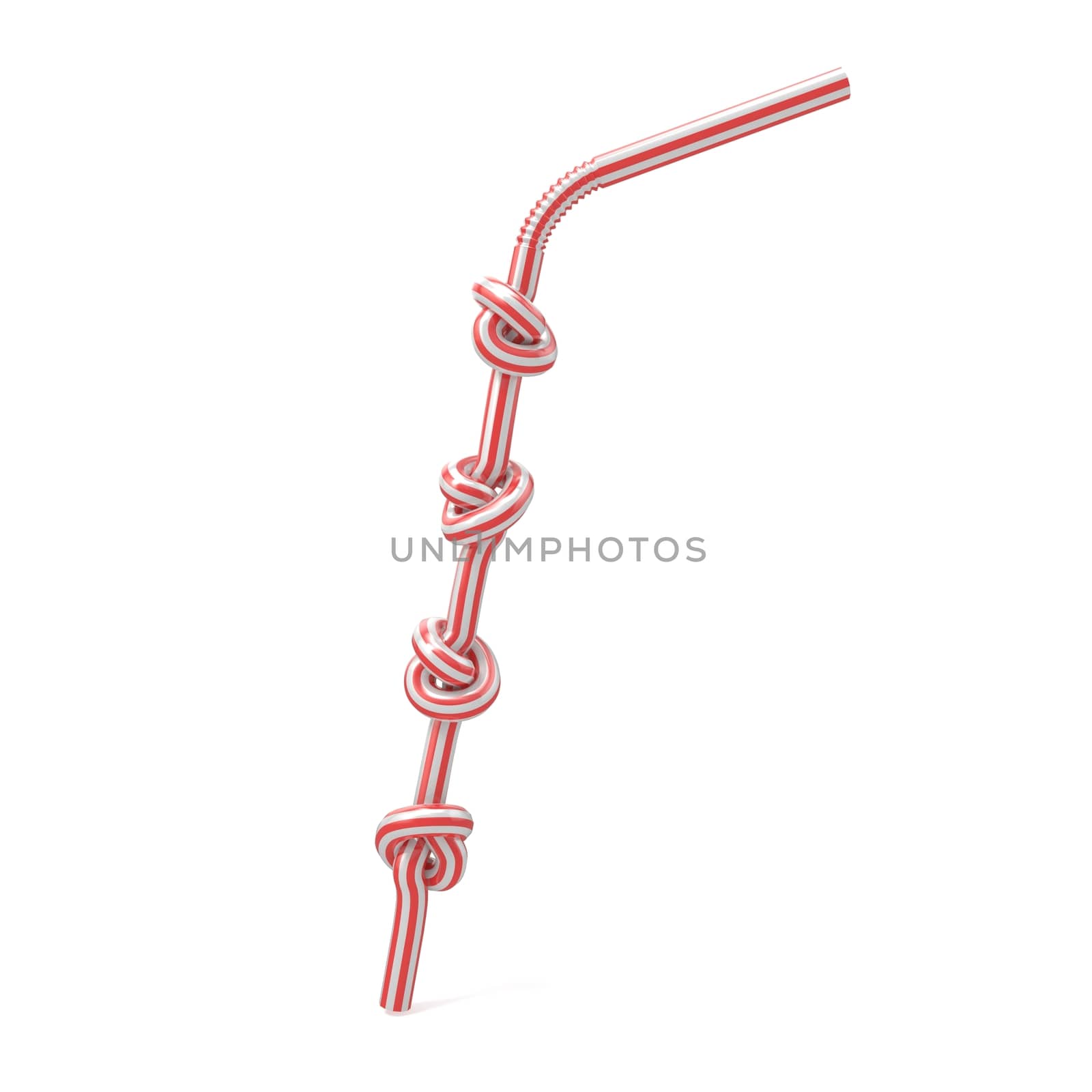 Drinking straw knotted. 3D render illustration isolated on white background