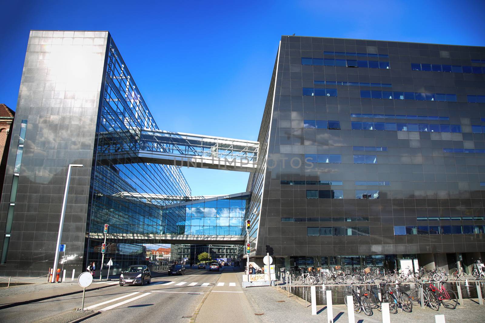 COPENHAGEN, DENMARK - AUGUST  16, 2016:  The Black Diamond, The Copenhagen Royal Library (Det Kongelige Bibliotek) is the national library of Denmark in Copenhagen, Denmark on August 16, 2016.