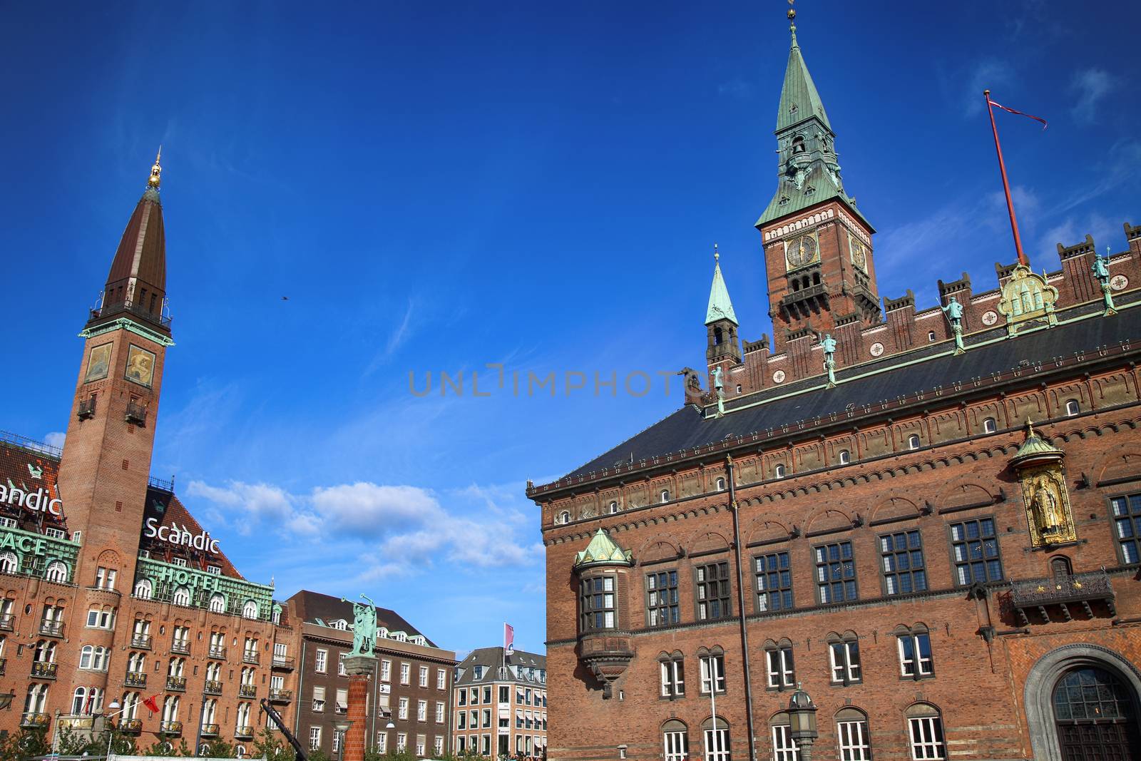 COPENHAGEN, DENMARK - AUGUST 15, 2016: Scandic Palace Hotel is a residential hotel on City Hall Square and Radhus, Copenhagen city hall in Copenhagen, Denmark on August 15, 2016.