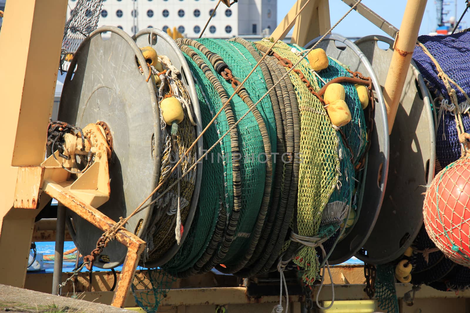 Fishing nets on a mid size trawler