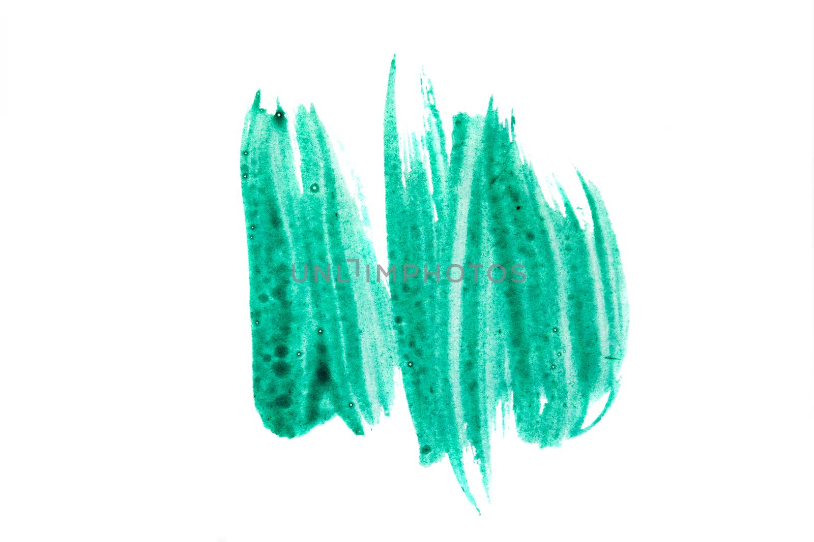 painted with a brush paint, isolated on white background, drawing green