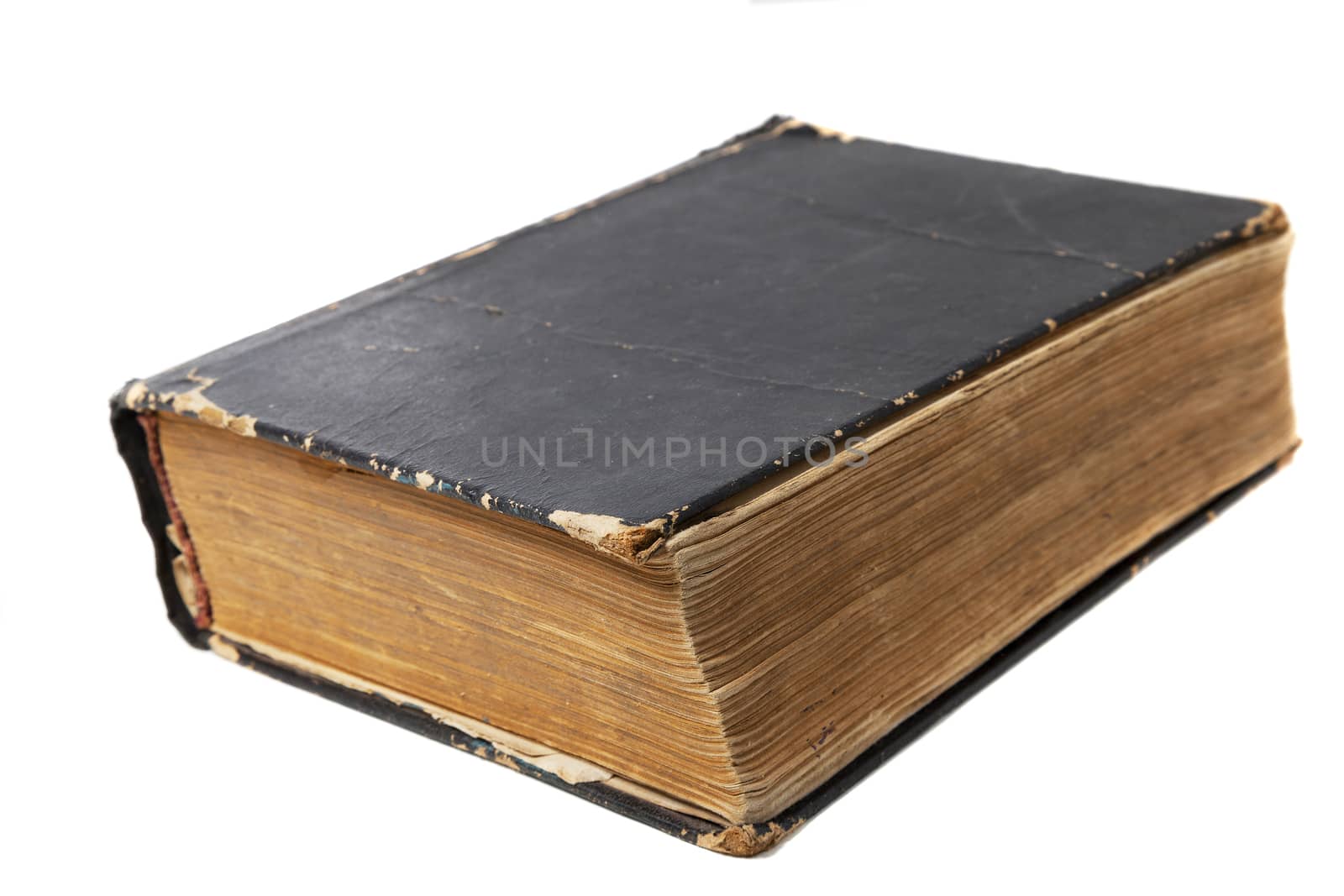 photographed on a white background old shabby book, shallow depth of field