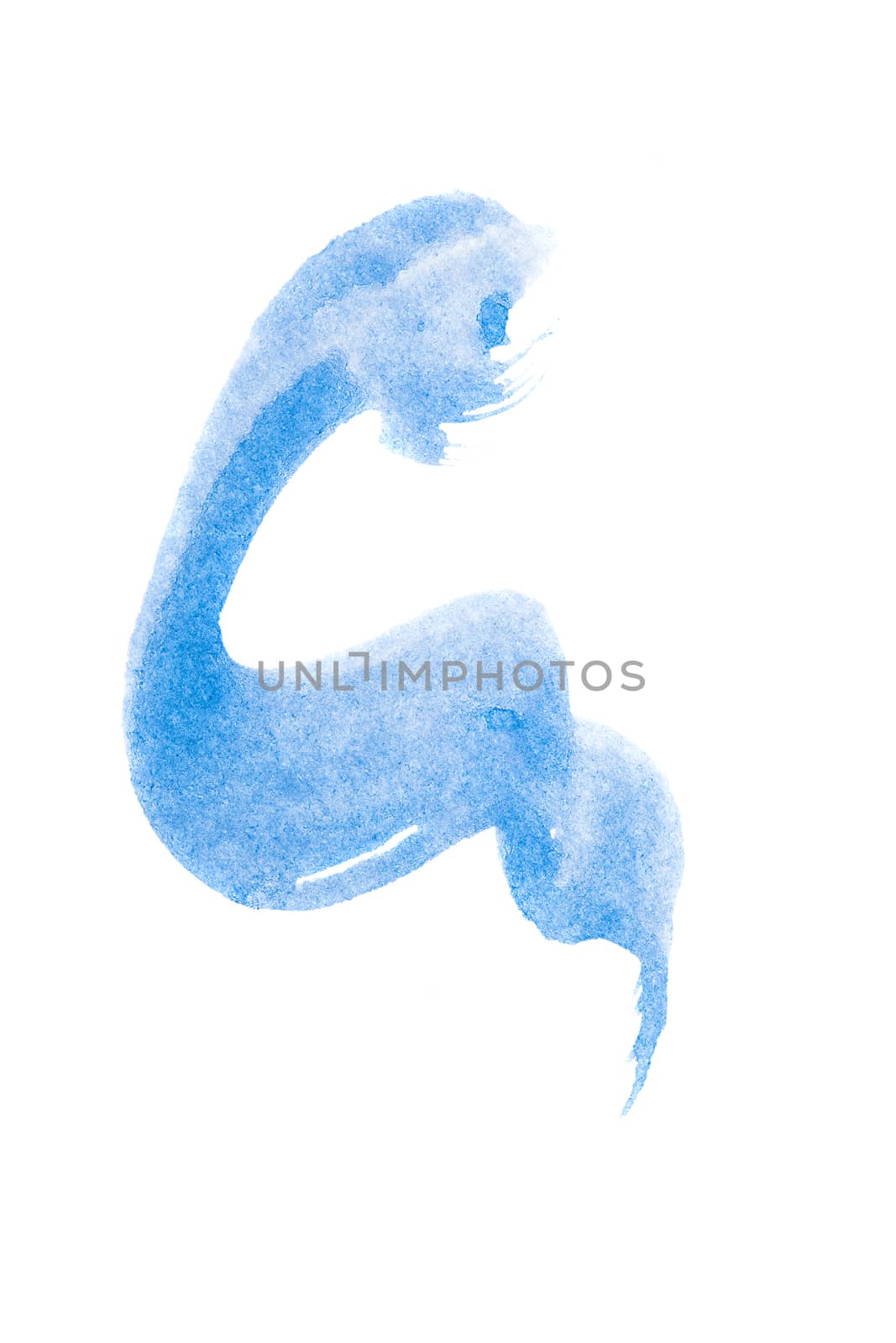 painted with a brush paint, isolated on white background, blue pattern