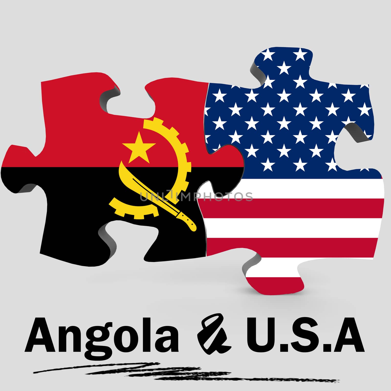USA and Angola flags in puzzle by tang90246