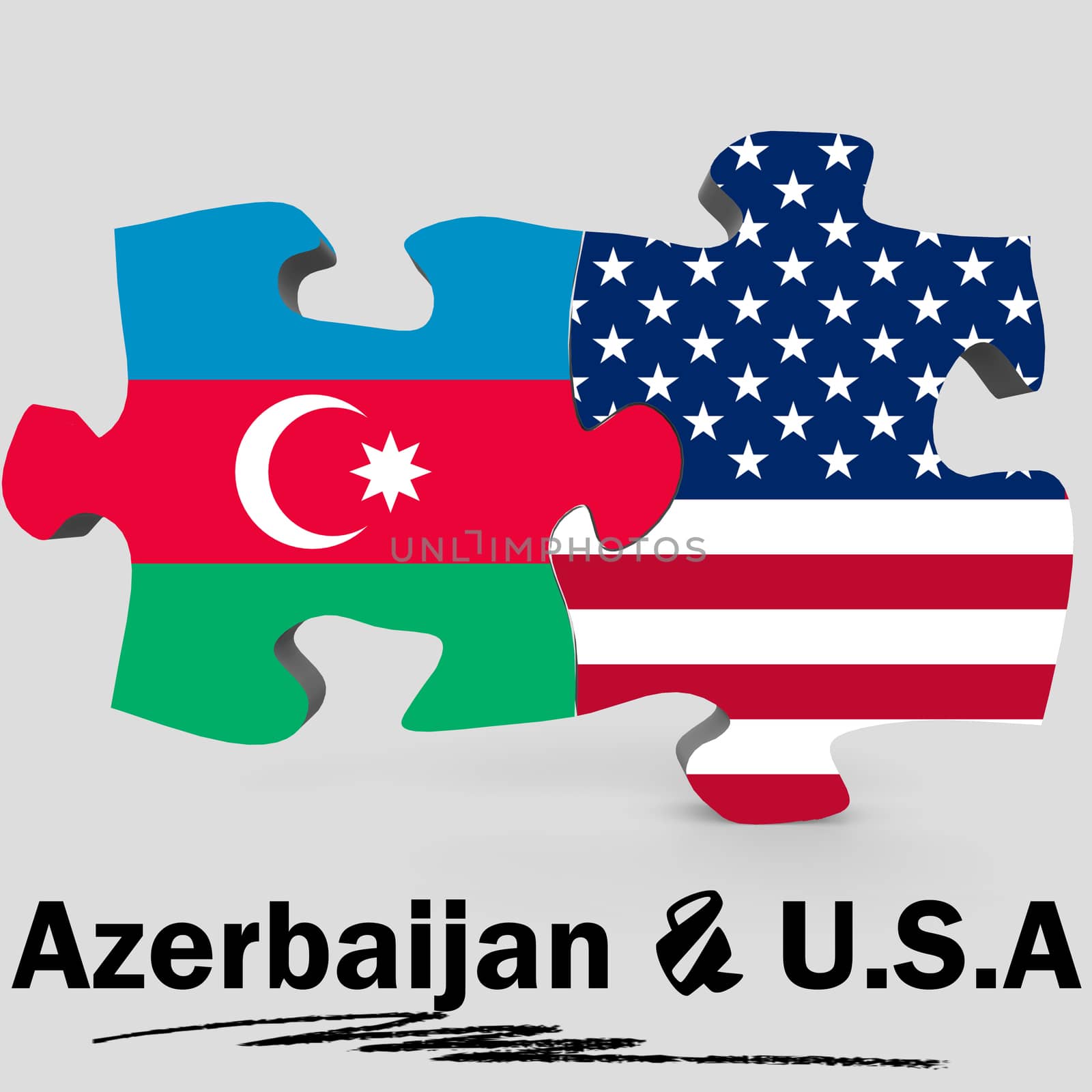 USA and Azerbaijan flags in puzzle by tang90246