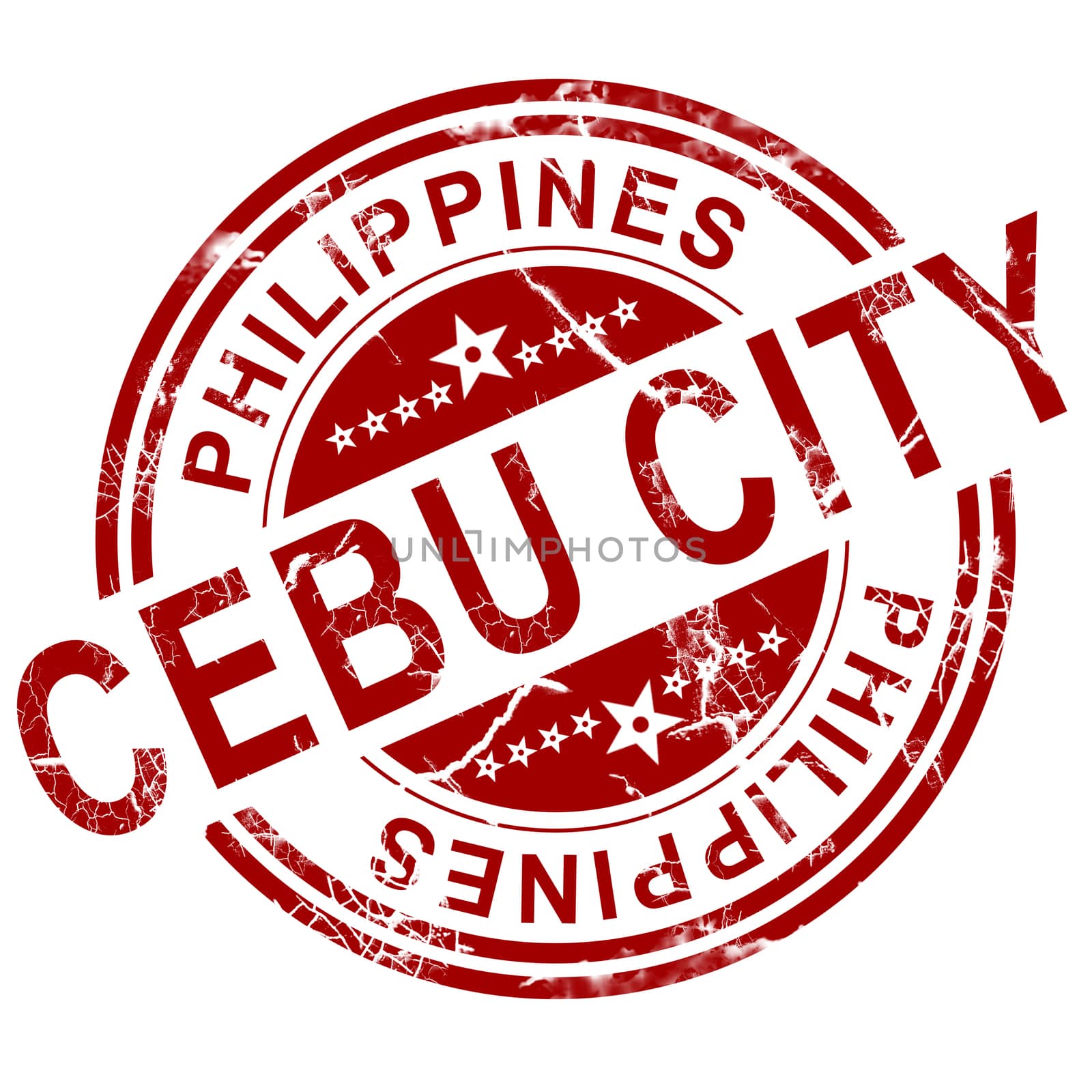 Red Cebu stamp with white background, 3D rendering