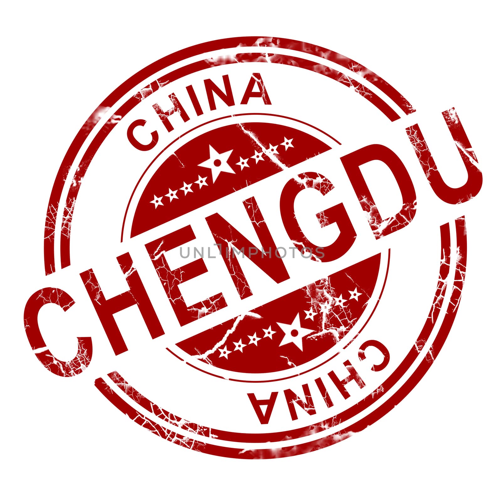 Red Chengdu stamp with white background, 3D rendering
