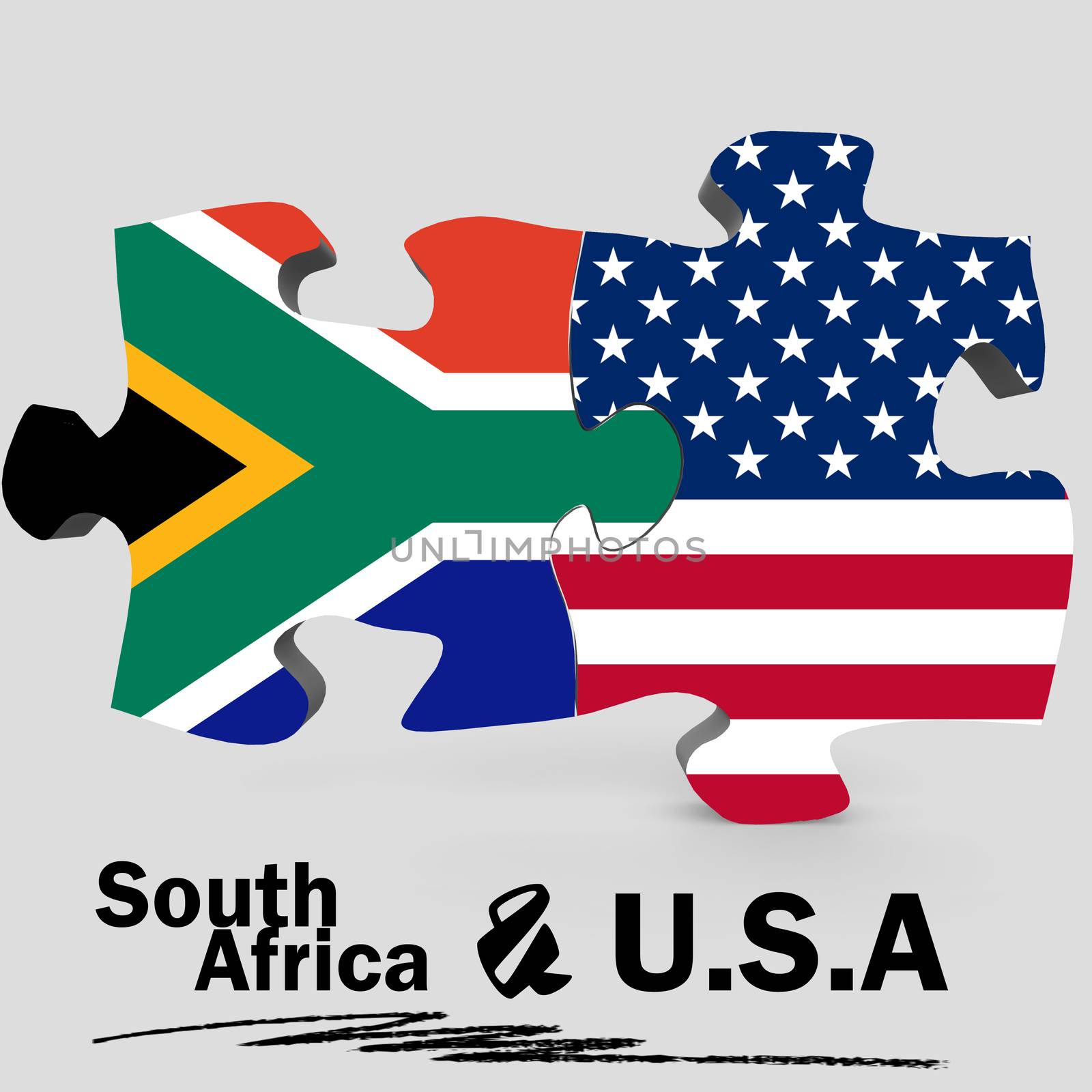 USA and South Africa flags in puzzle by tang90246