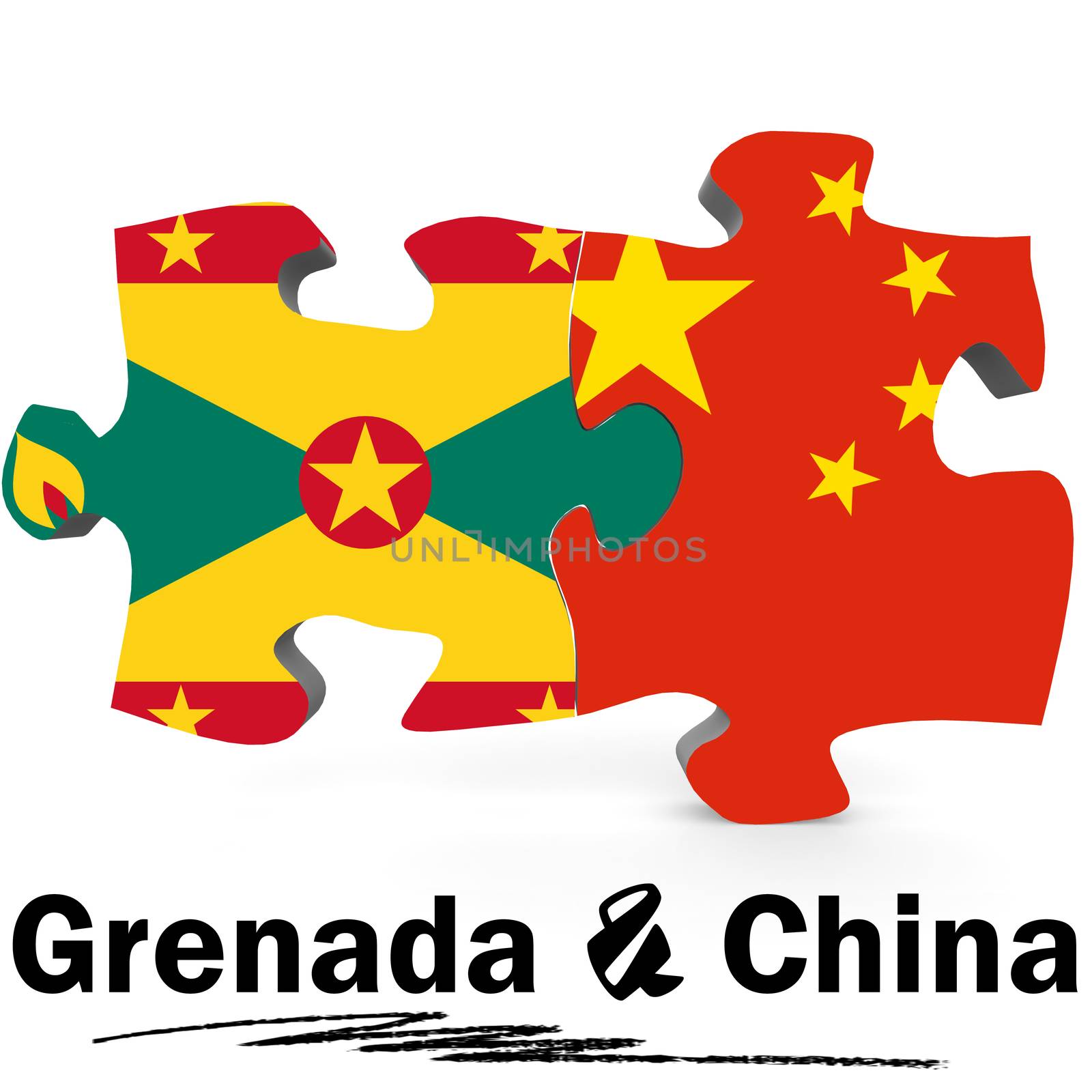 China and Grenada flags in puzzle by tang90246