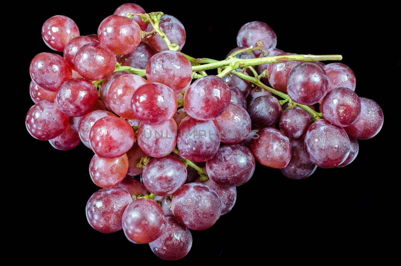 red grape isolated on black background