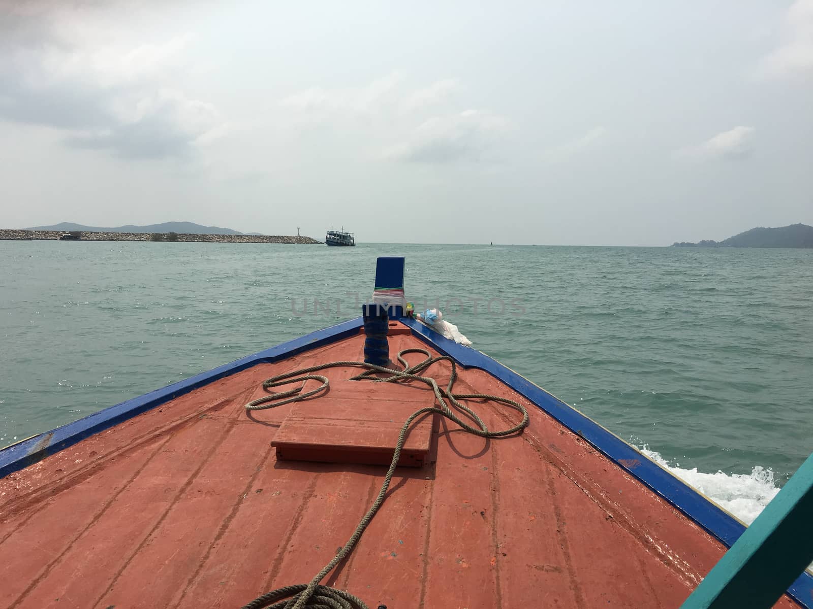 On the way to Koh samet island by local wood boat - At Thailand