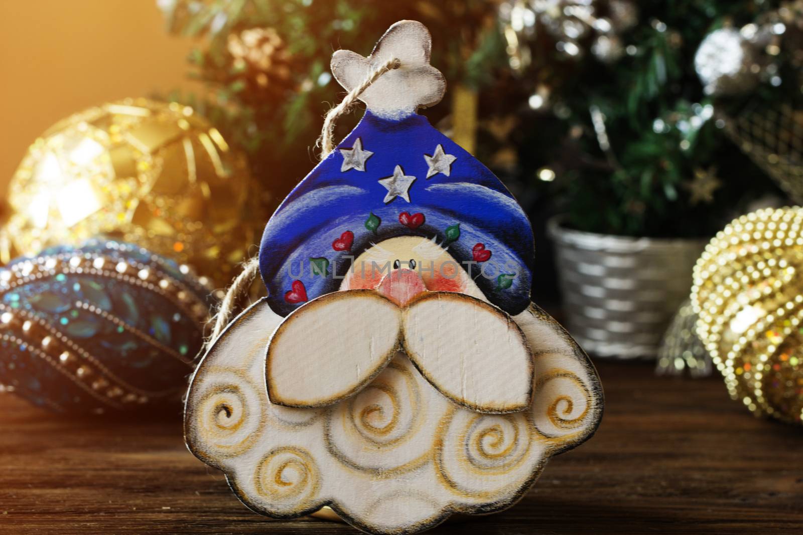 toy of santa claus. Santa Claus christmas decoration. Christmas wooden toys for the Christmas tree