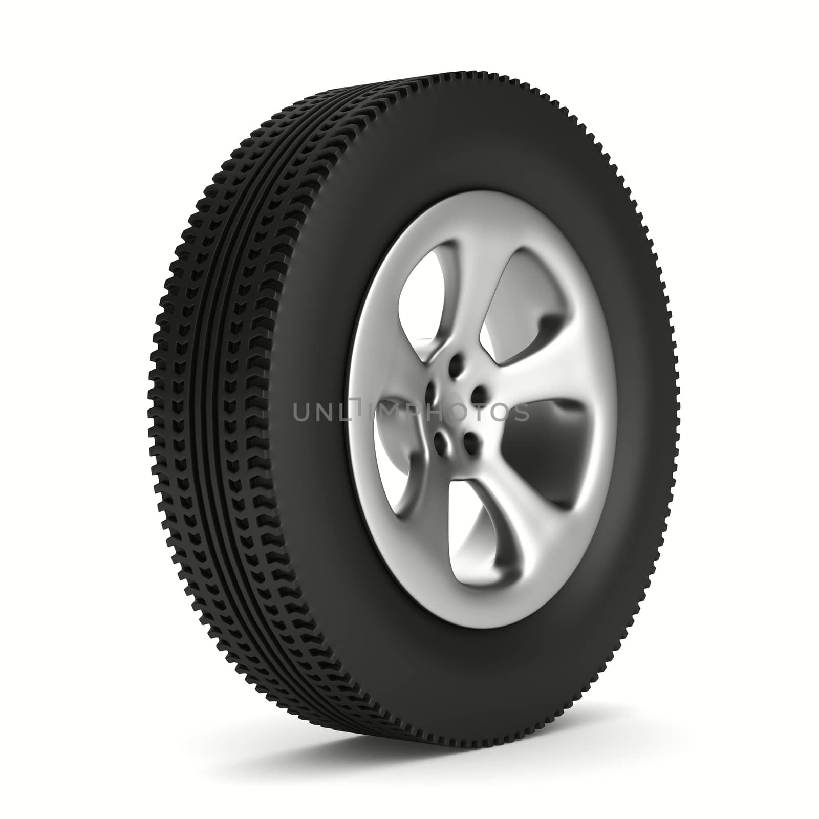 disk wheel on white background. Isolated 3D image by ISerg