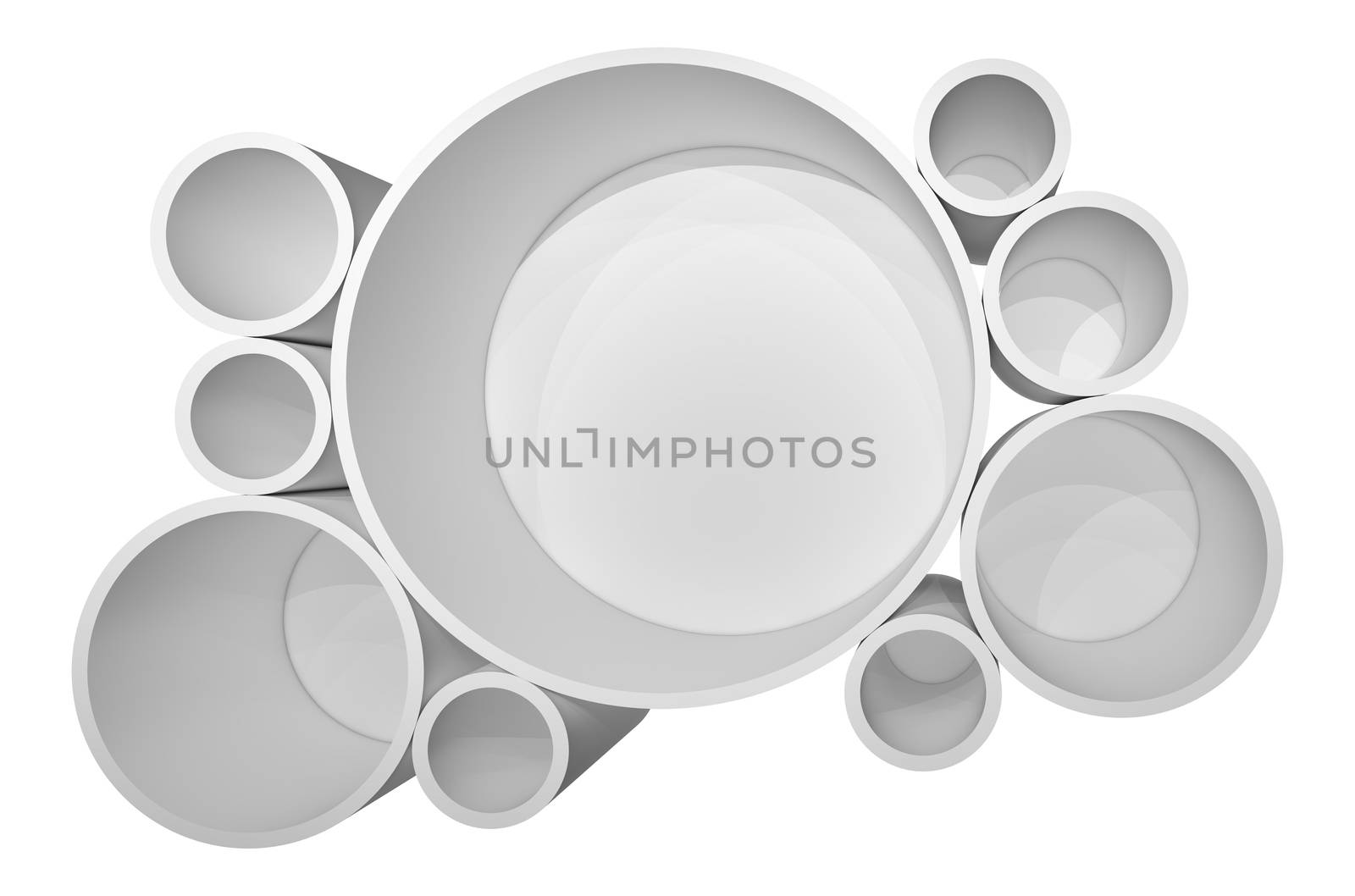 Illuminated circle white shelf for presentations. Isolated on white background. 3D illustration