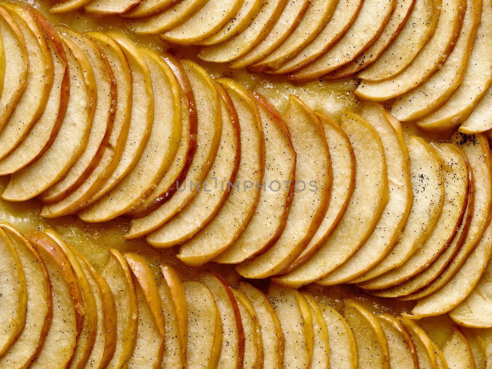 close up of rustic french apple galette food background