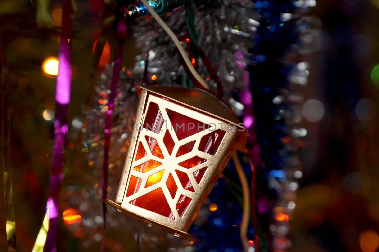 Element of the shining garland a fantastic small lamp on a fir-t by Vadimdem