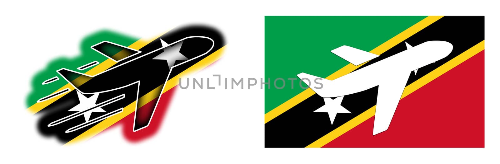 Nation flag - Airplane isolated on white - Saint Kitts and Nevis