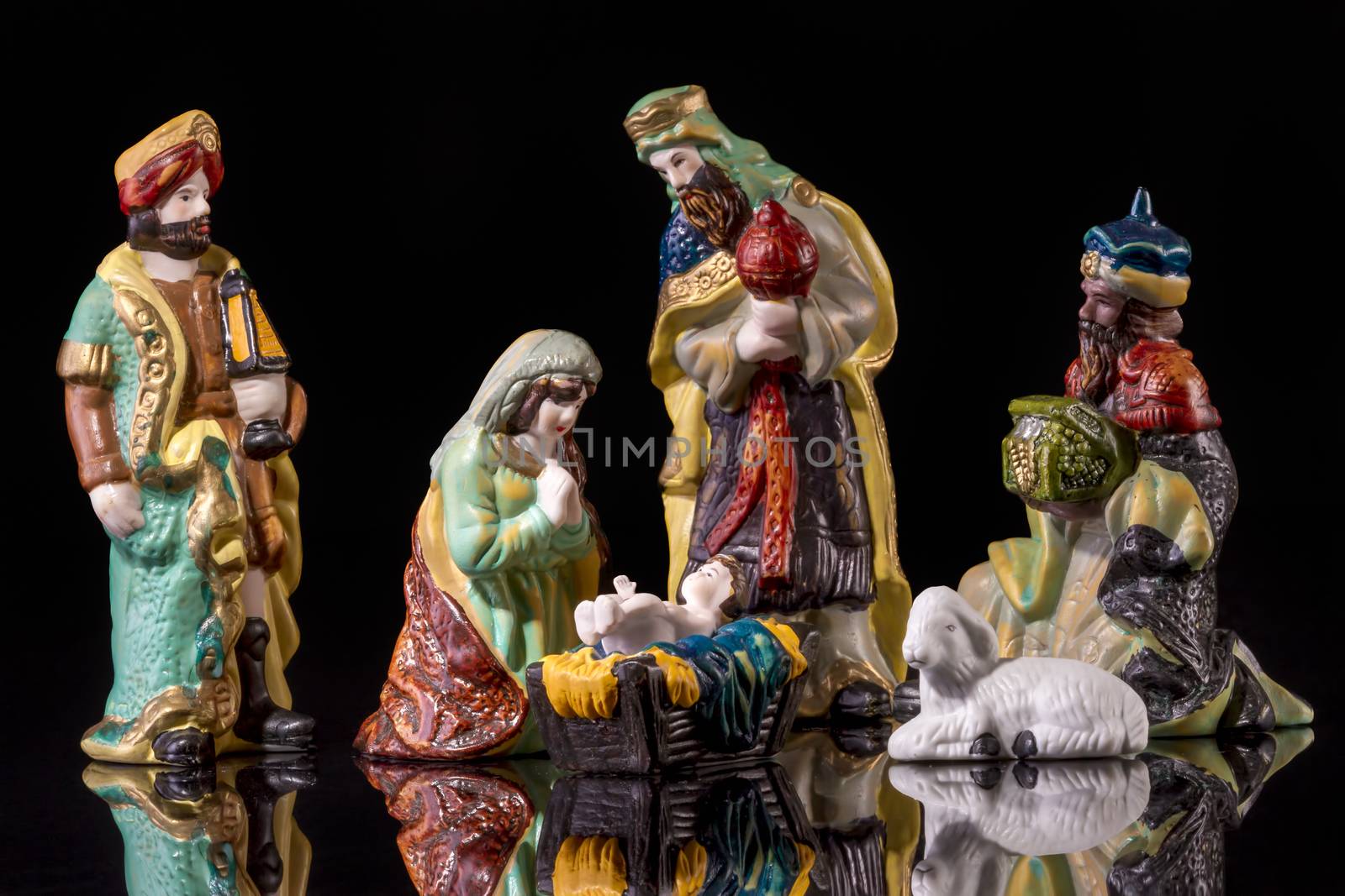 Christmas Manger scene with figurines by manaemedia