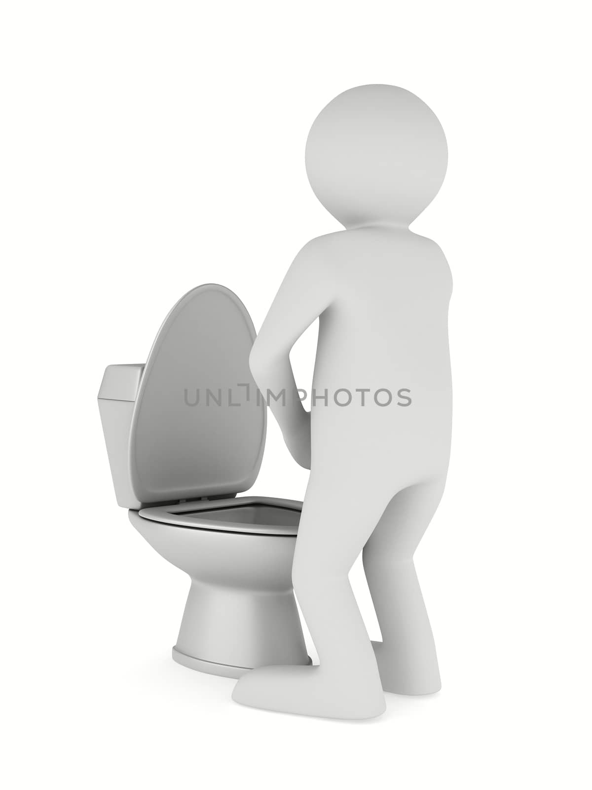 man and toilet bowl. Isolated 3D image by ISerg