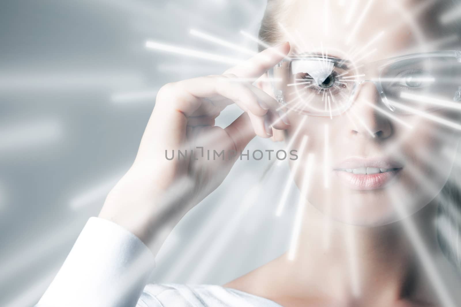 Woman in virtual reality glasses by ALotOfPeople