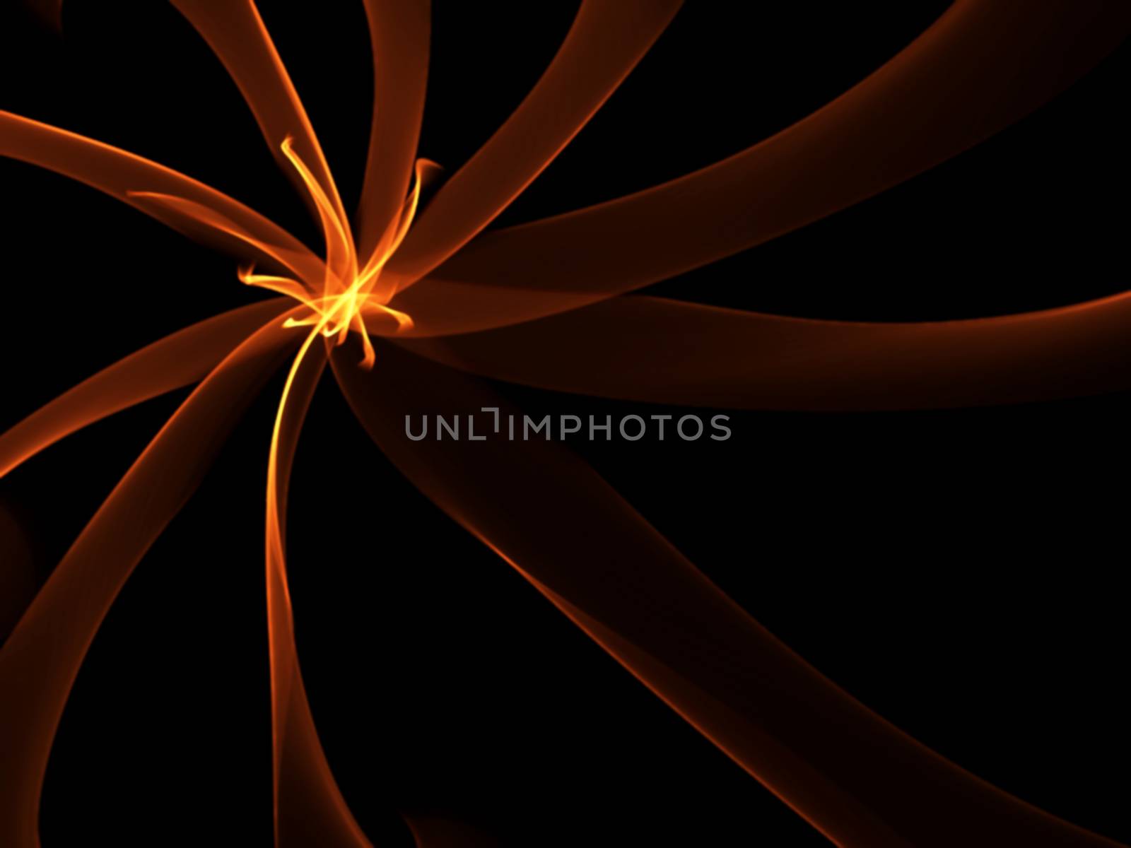 abstract red circular wavy smoke flame flower over black background.