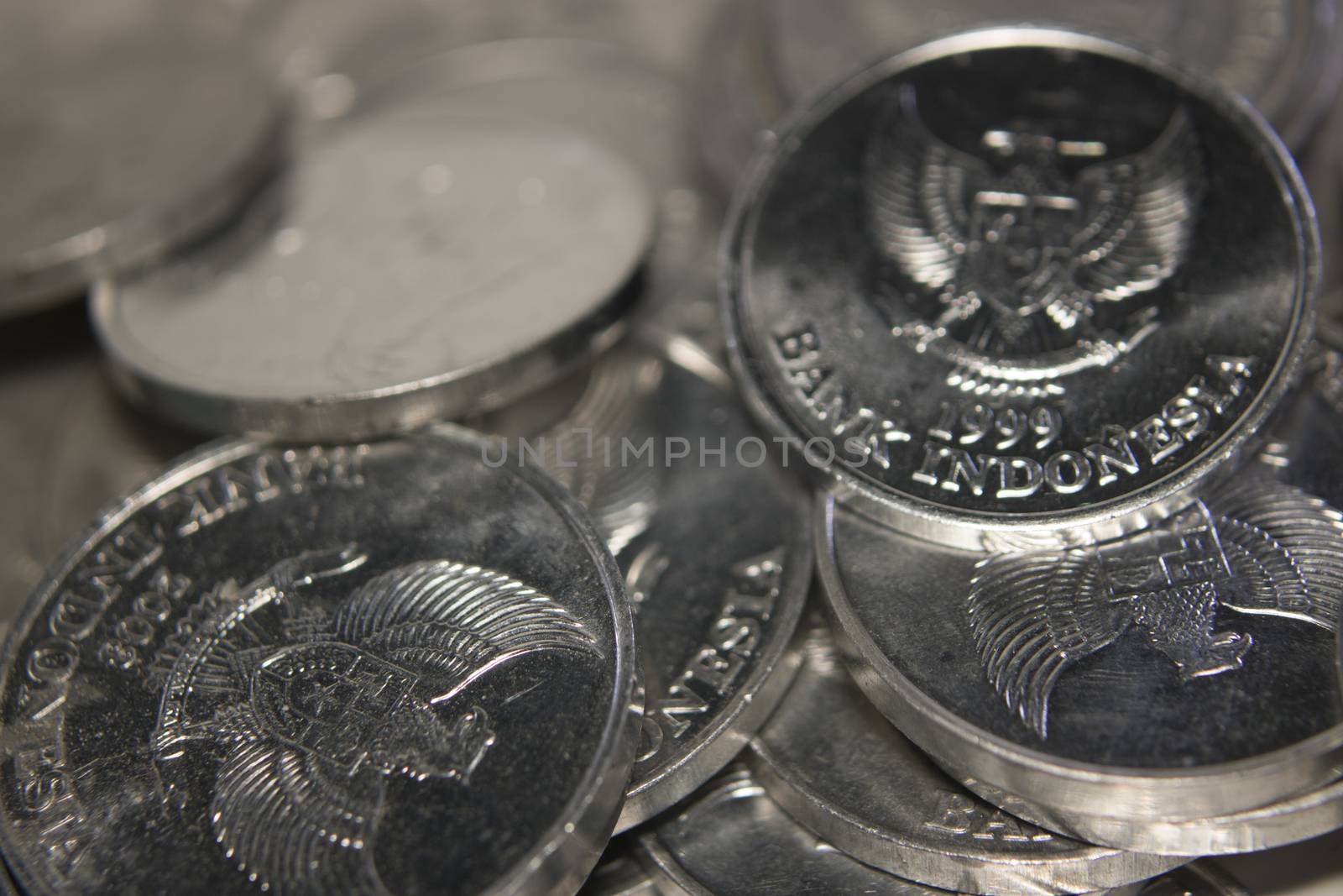 rupiah coins stack macro close up money