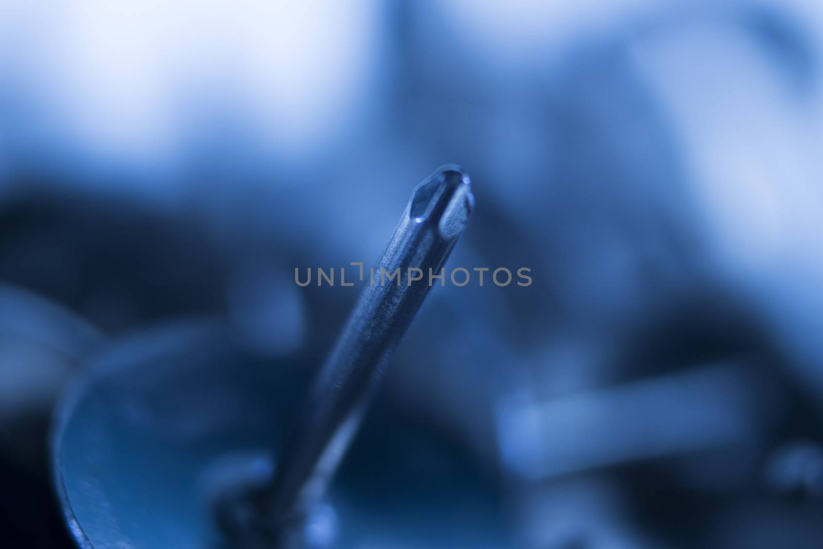 Umbrella Head Roofing Nails Close Up Macro