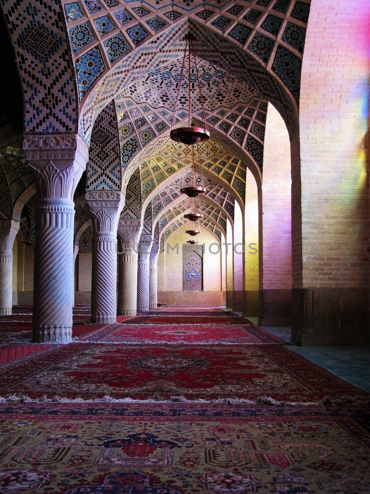 Interior of Nasir ol Molk Mosque, Shiraz, Iran