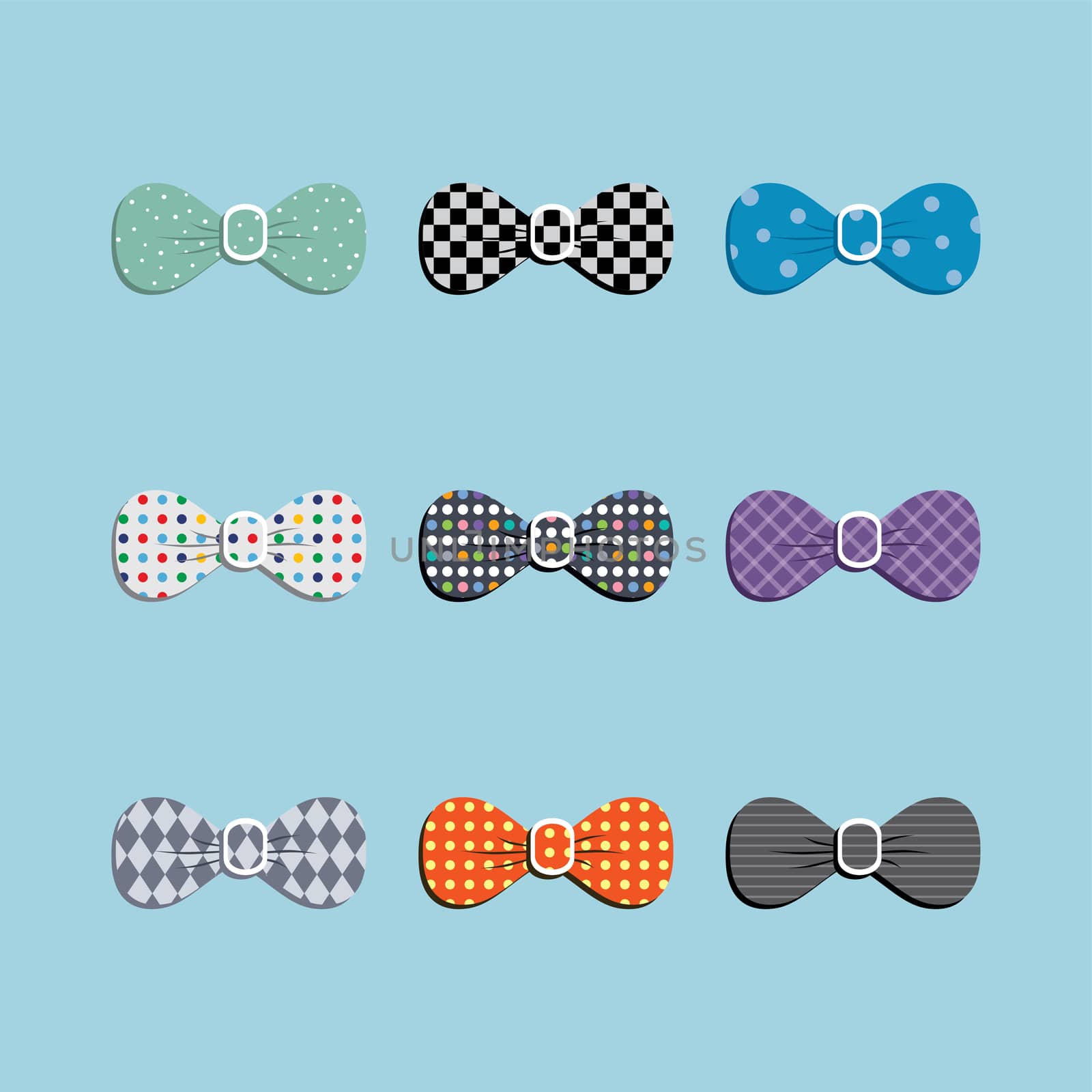 bow tie set theme vector art illustration
