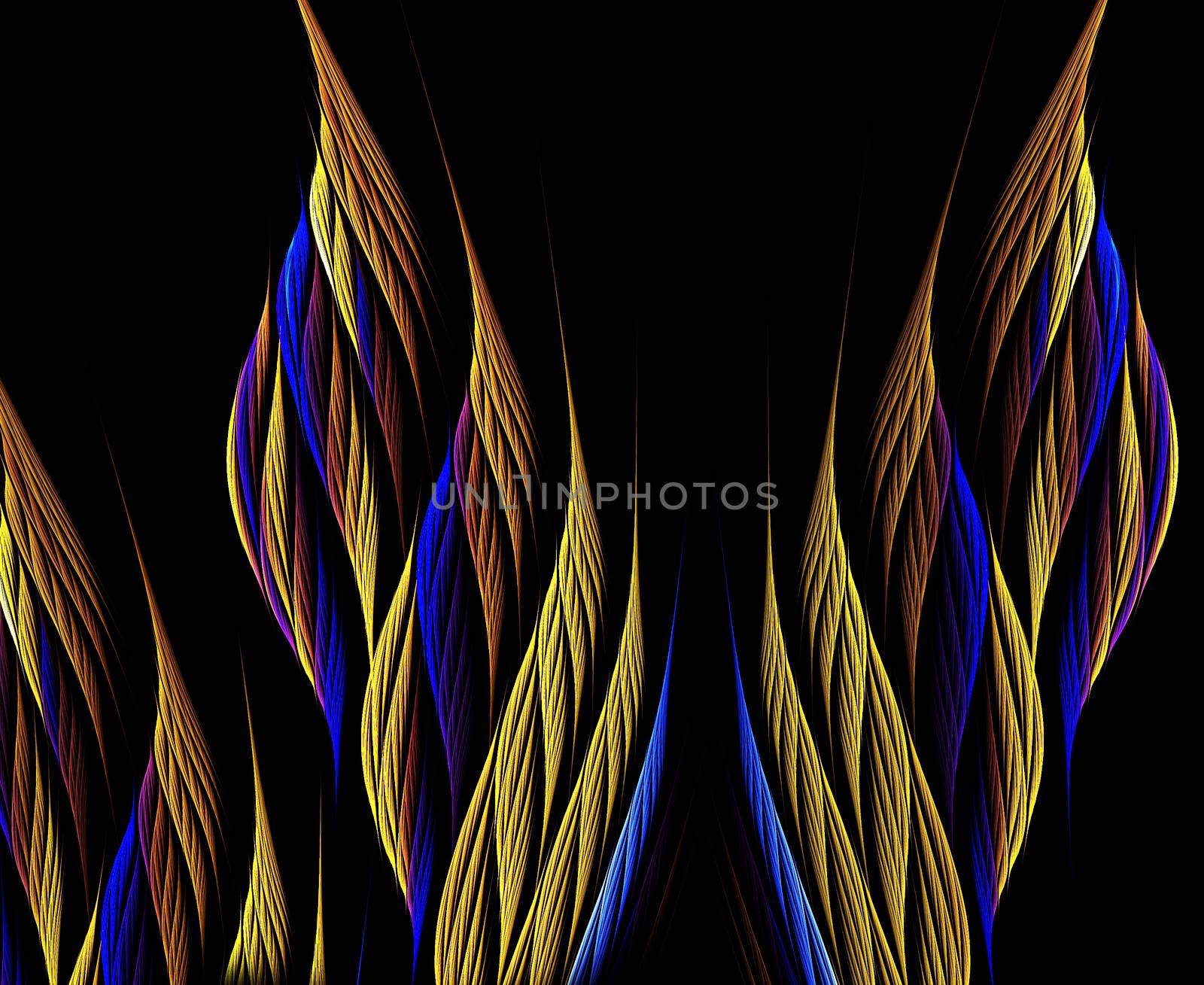 Fractal abstract colorful feathers. Abstract wing like background