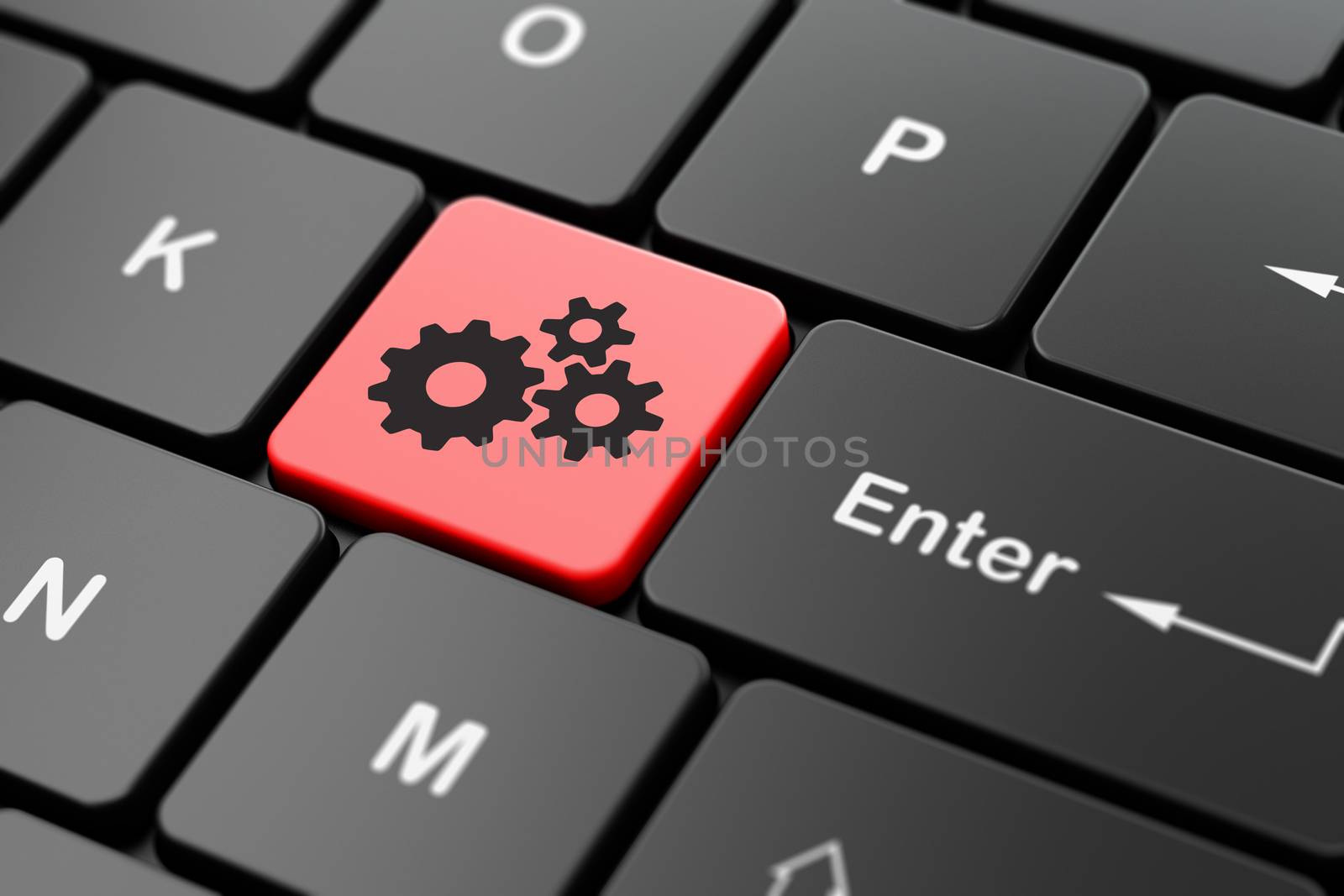 Web development concept: Gears on computer keyboard background by maxkabakov