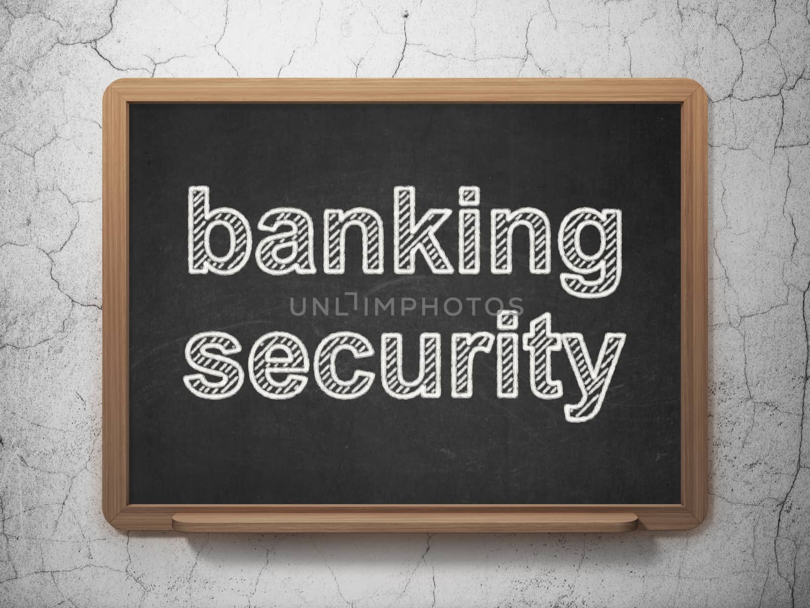 Protection concept: text Banking Security on Black chalkboard on grunge wall background, 3D rendering