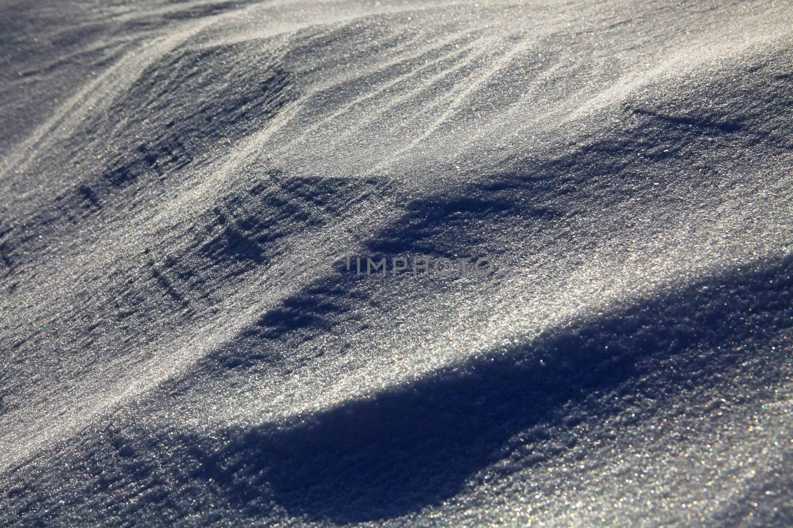 background of winter snow, shiny snowflake