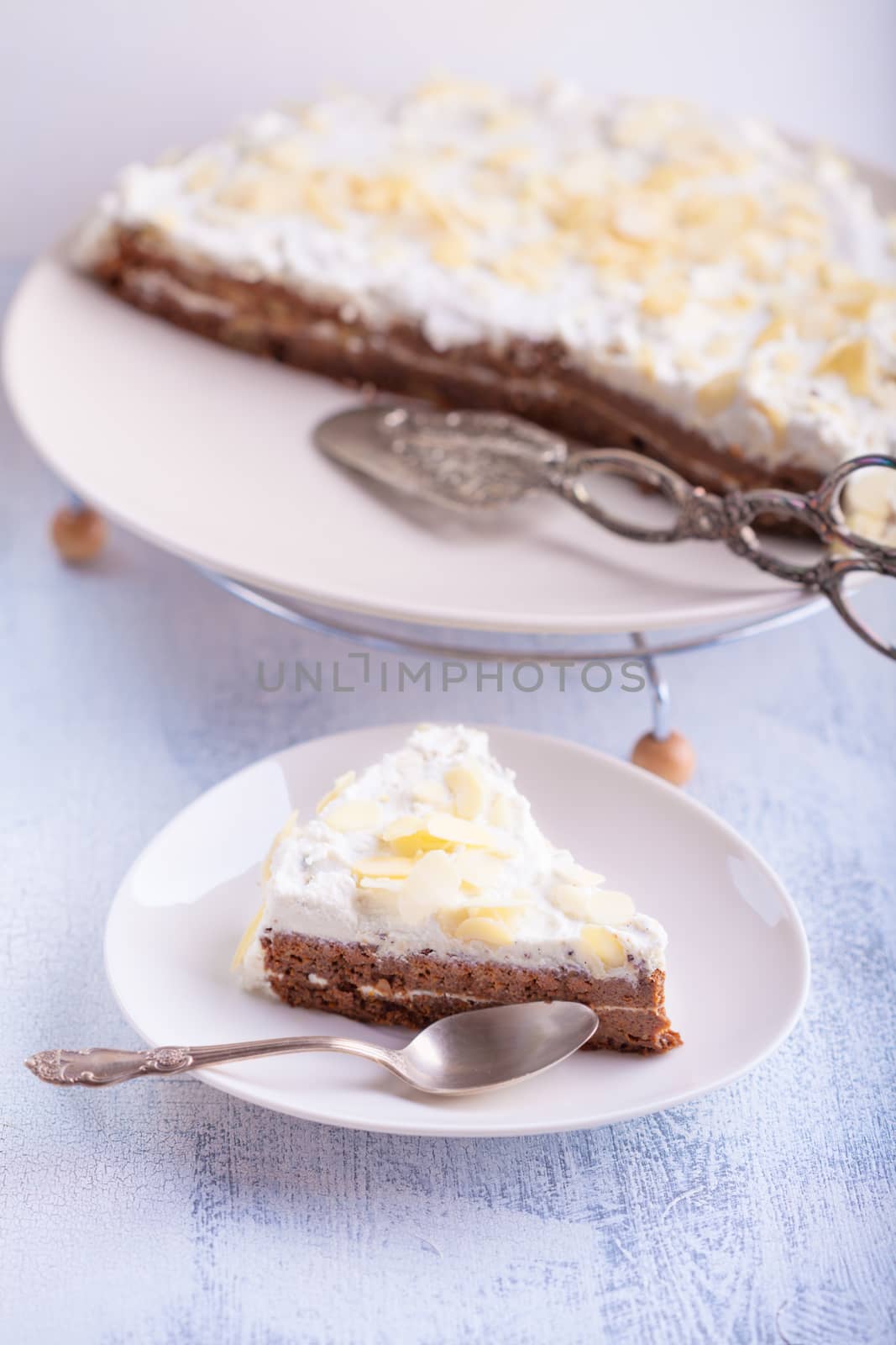 Slice of carrot cake, gluten-free by supercat67