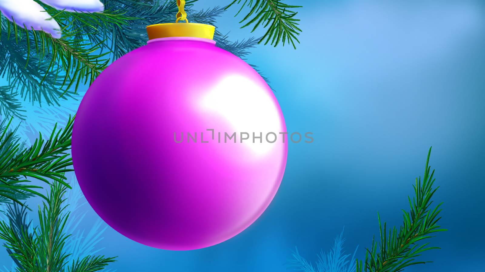 Lilac Christmas Ball over Blue Background by Multipedia