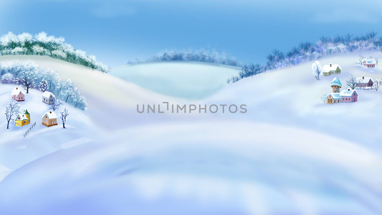 Romantic Winter Rural Landscape by Multipedia